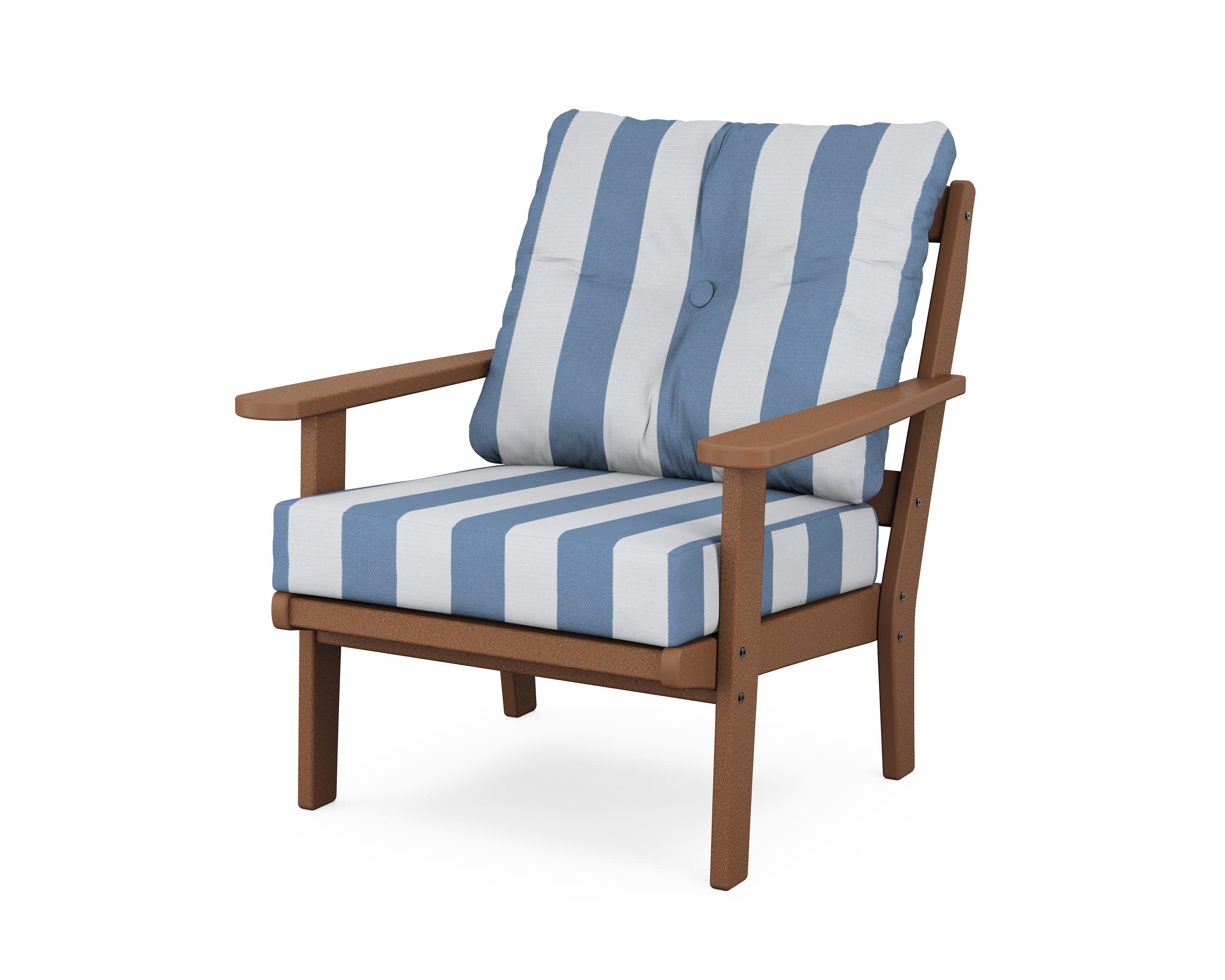 Cape Cod Deep Seating Chair in Tree House / Cabana Stripe Sky Blue
