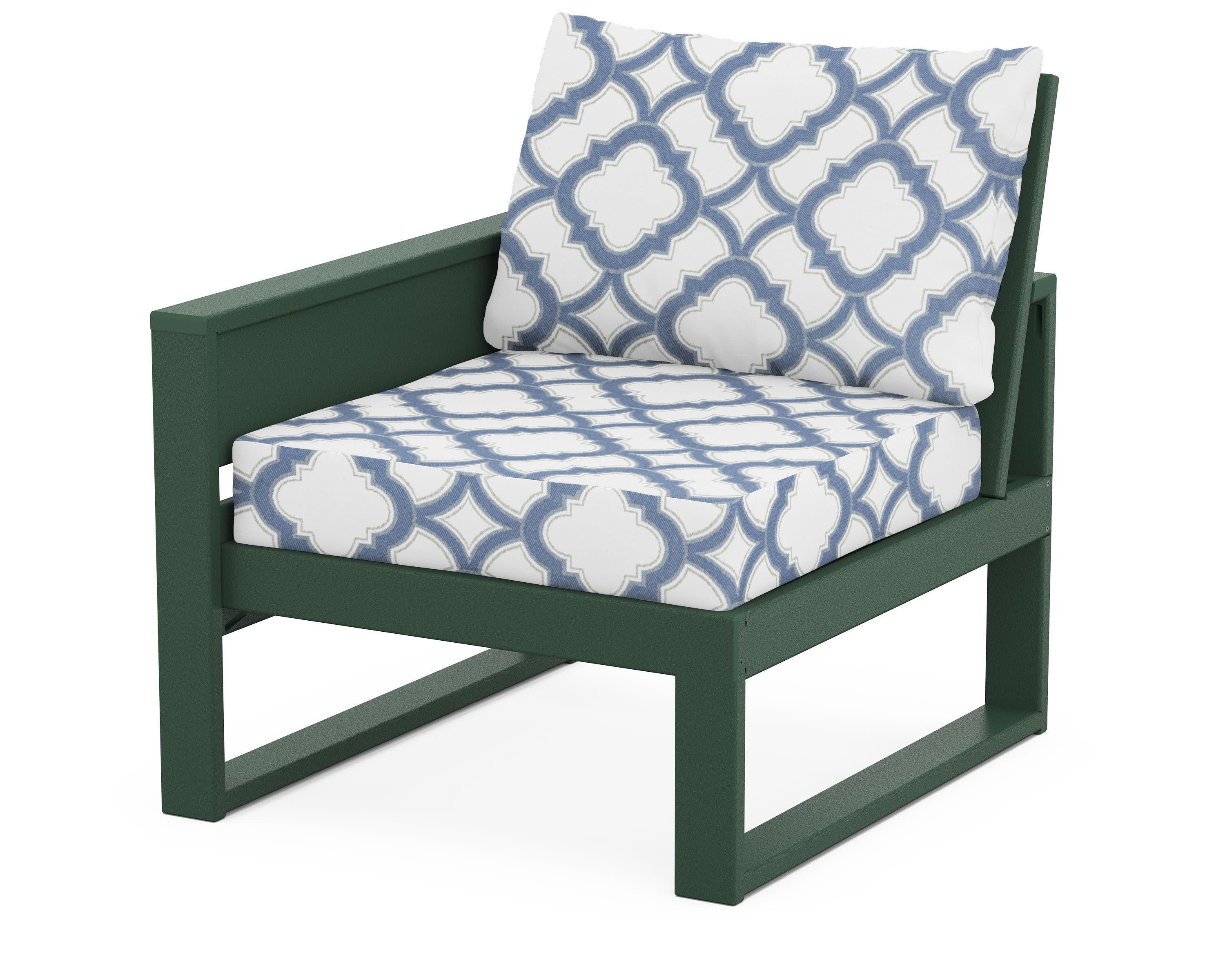 Eastport Modular Left Arm Chair in Rainforest Canopy / Trellis Sky Blue