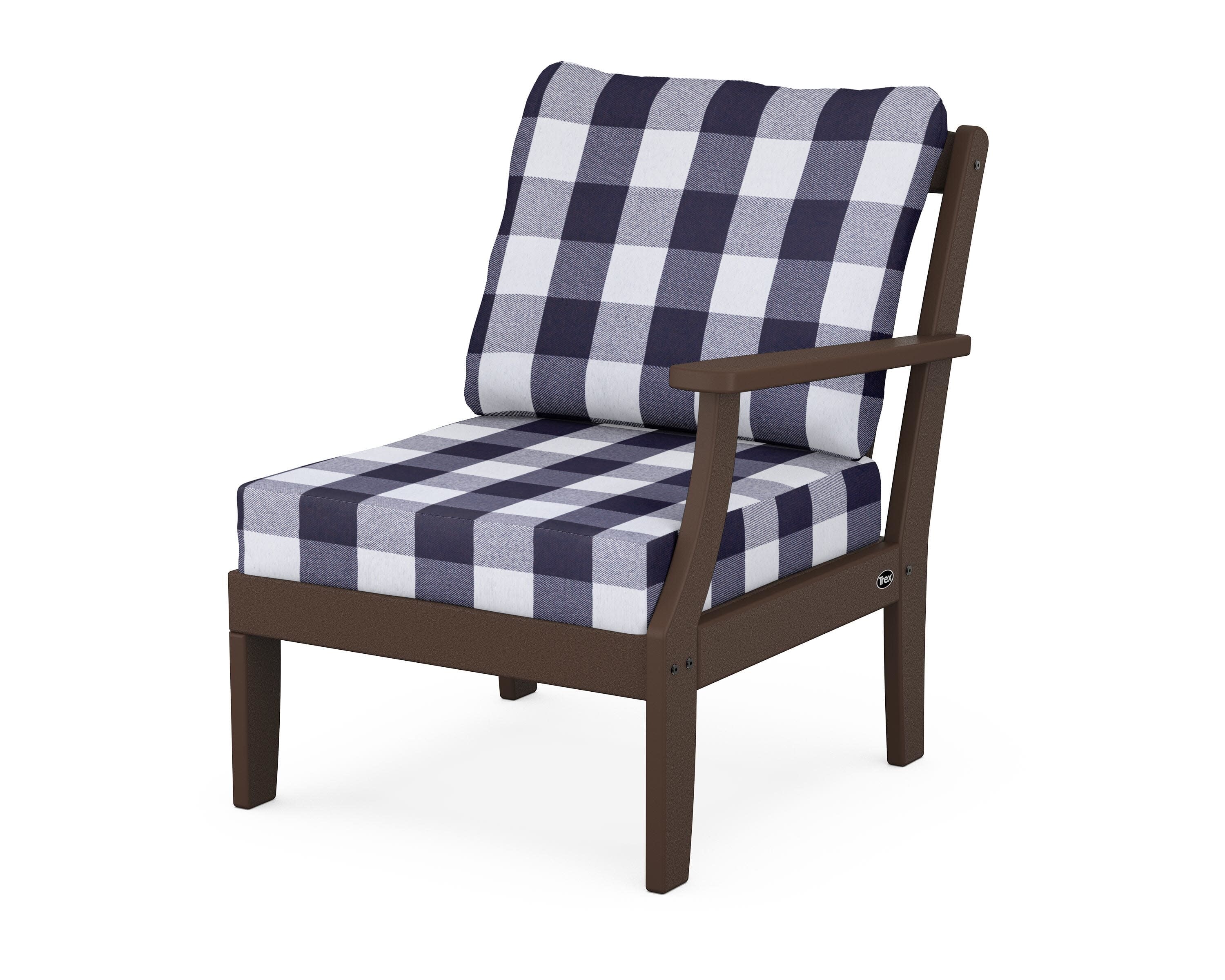 Yacht Club Modular Right Arm Chair in Vintage Lantern / Buffalo Plaid Navy