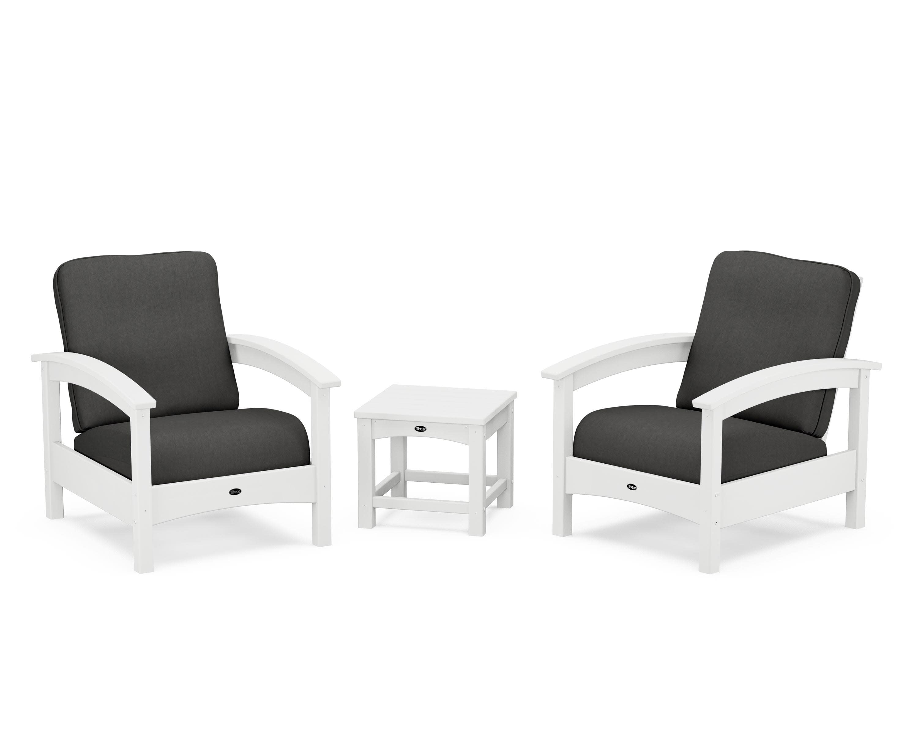 Rockport Club 3-Piece Deep Seating Conversation Set in Classic White / Spectrum Carbon
