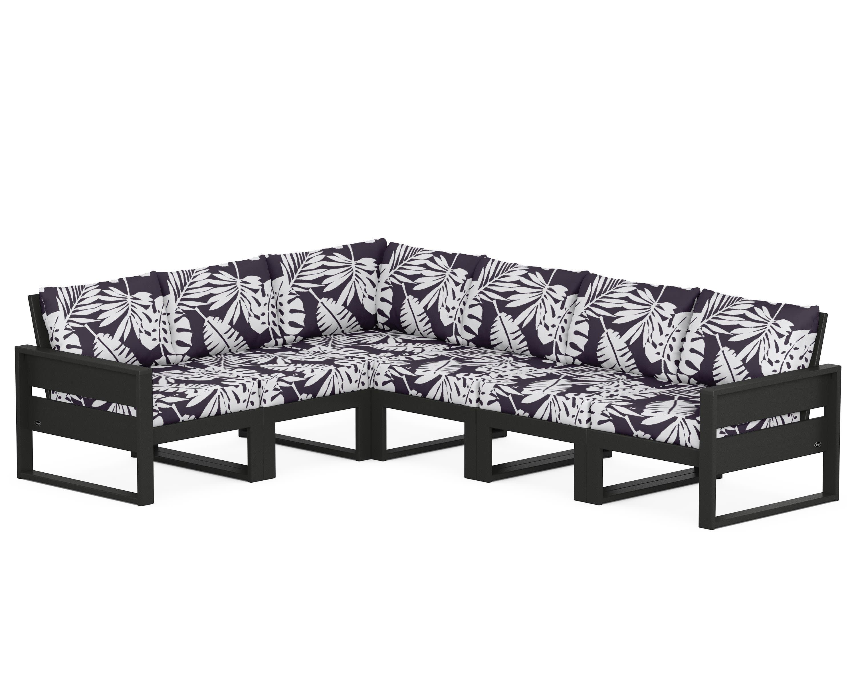 Eastport 6-Piece Sectional in Charcoal Black / Leaf Navy