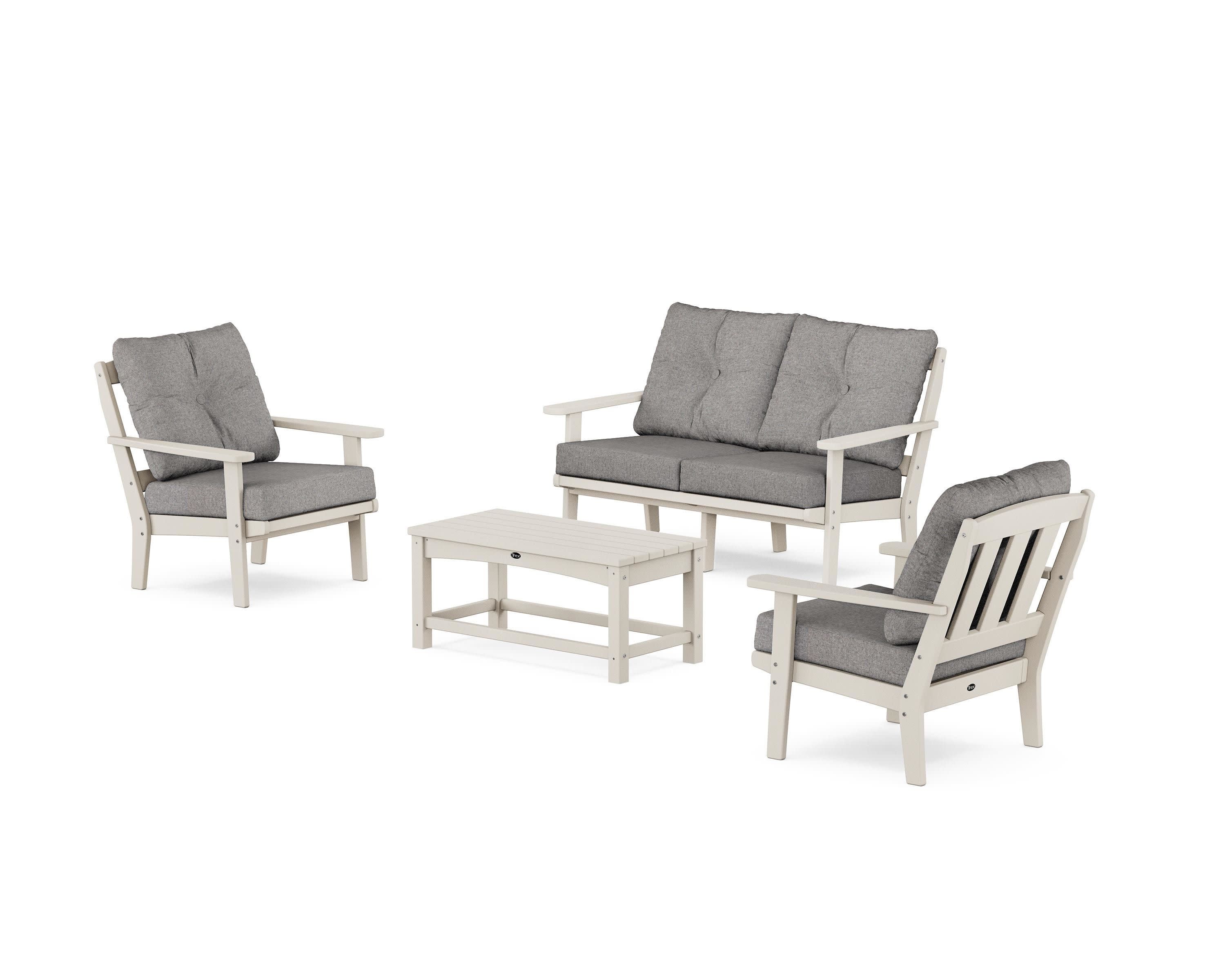 Cape Cod 4-Piece Deep Seating Set with Loveseat in Sand Castle / Grey Mist