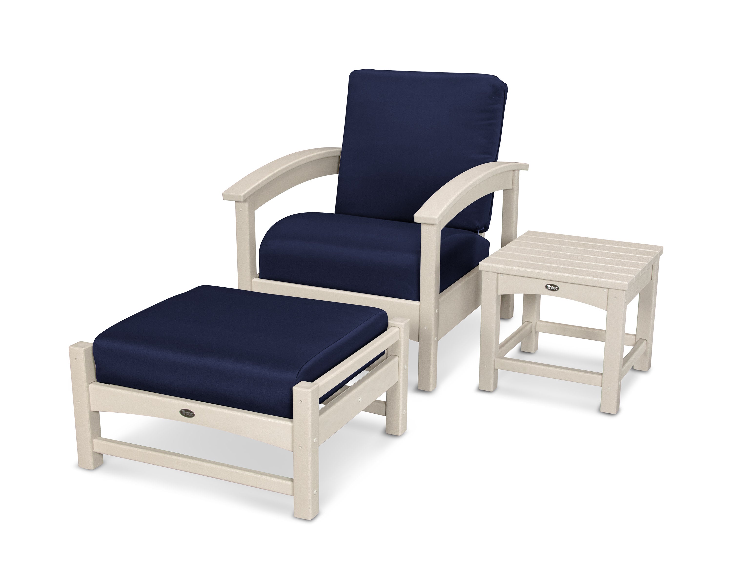 Rockport 3-Piece Deep Seating Set in Sand Castle / Navy