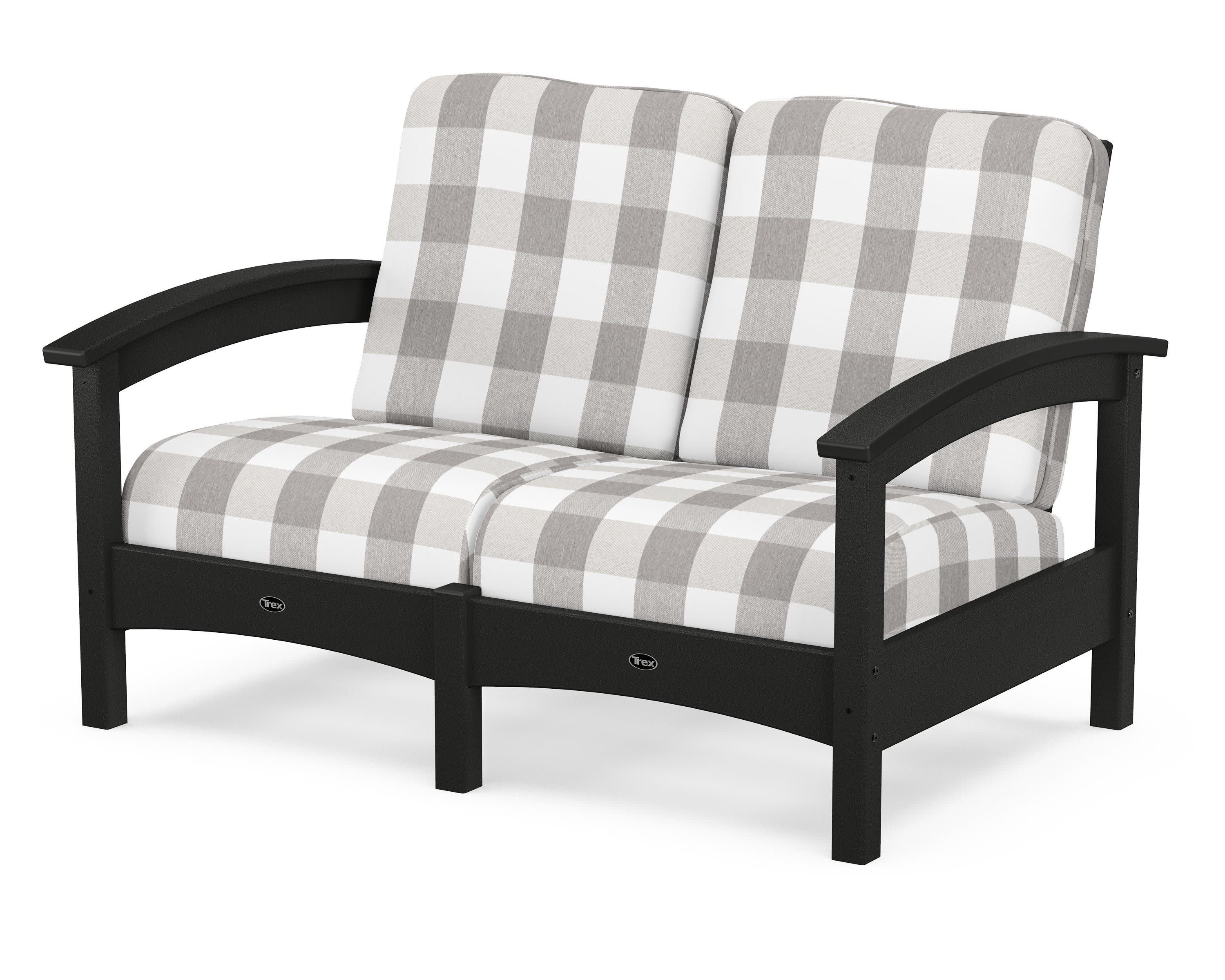 Rockport Club Loveseat in Charcoal Black / Buffalo Plaid Grey Mist