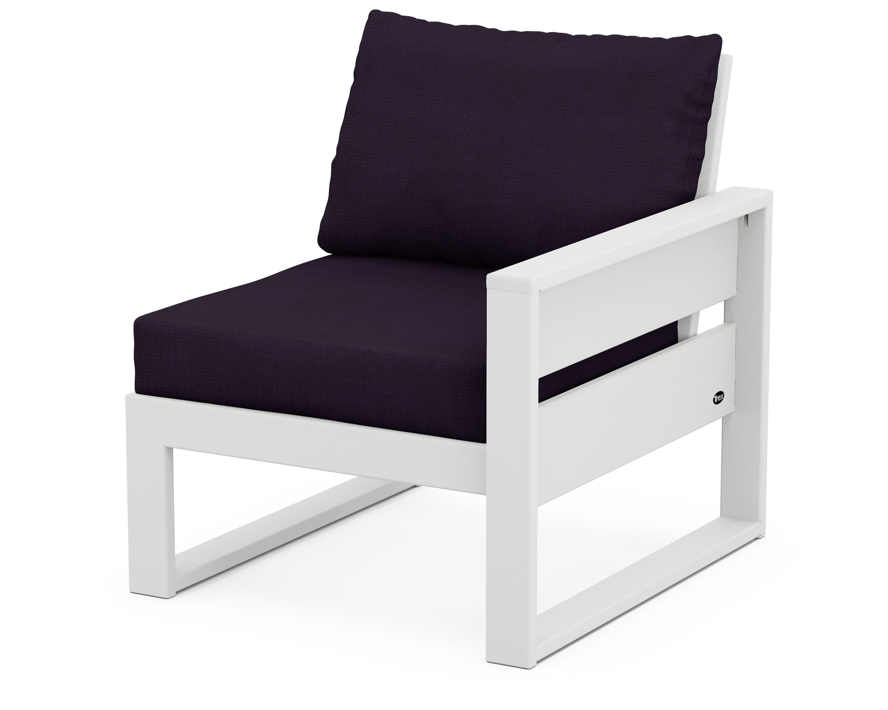 Eastport Modular Right Arm Chair in Classic White / Navy Linen