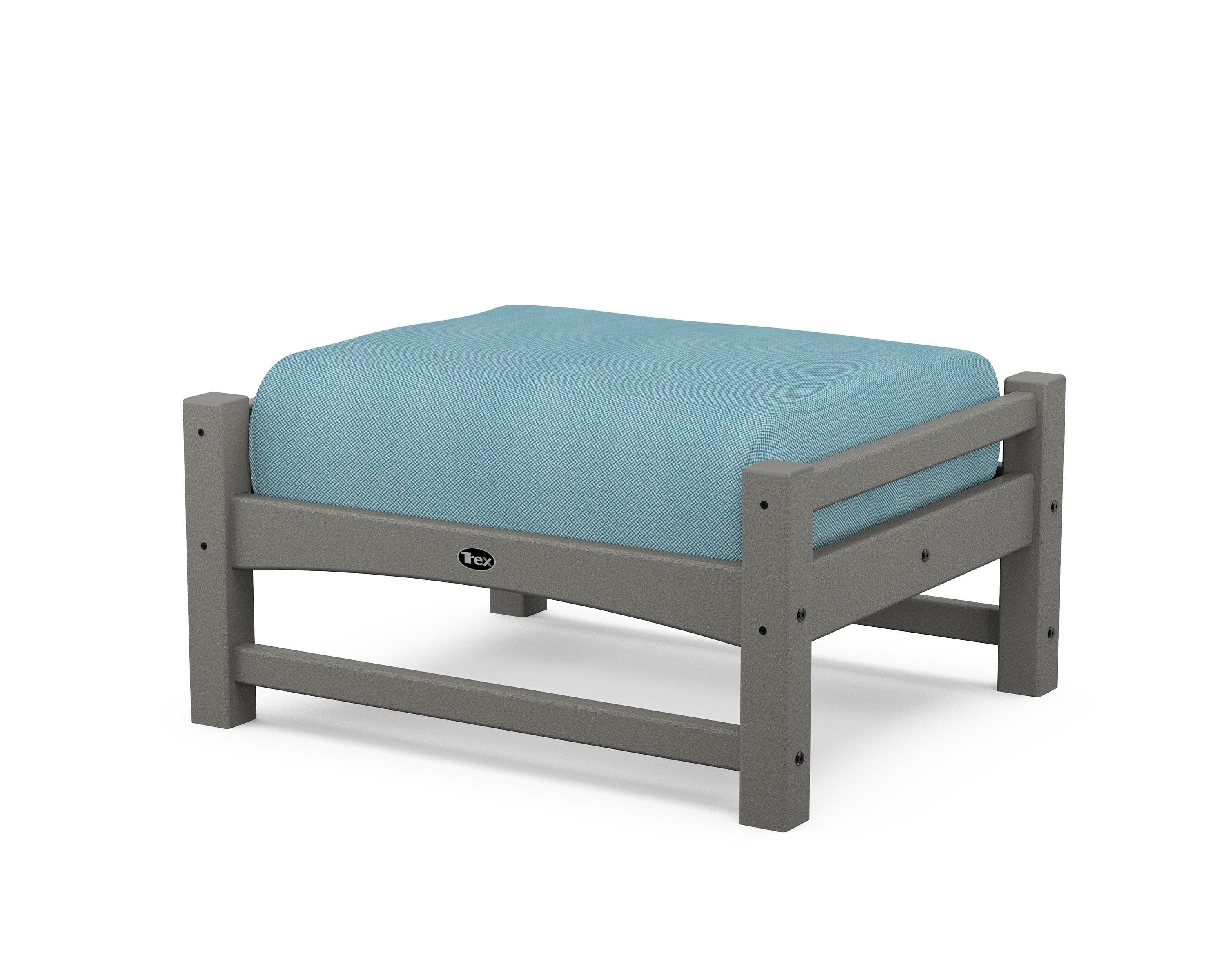 Rockport Club Ottoman in Stepping Stone / Lattice Sky Blue