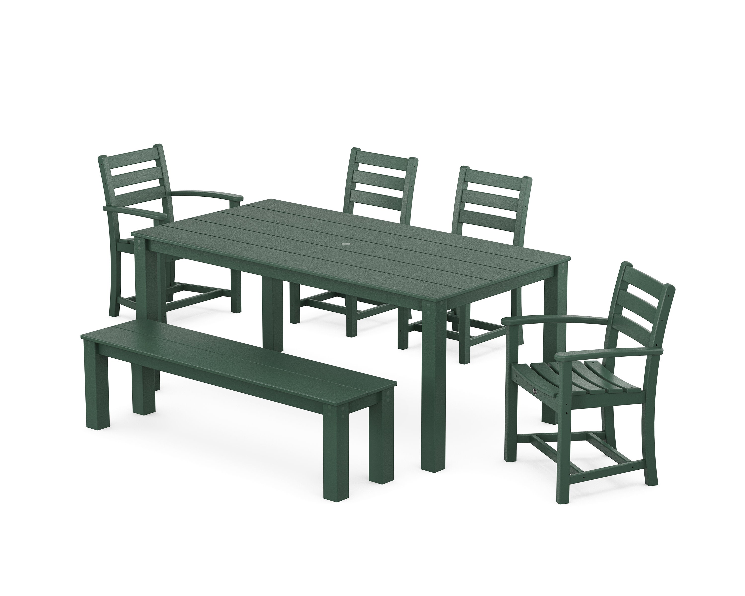 Monterey Bay 6-Piece Parsons Dining Set with Bench in Rainforest Canopy