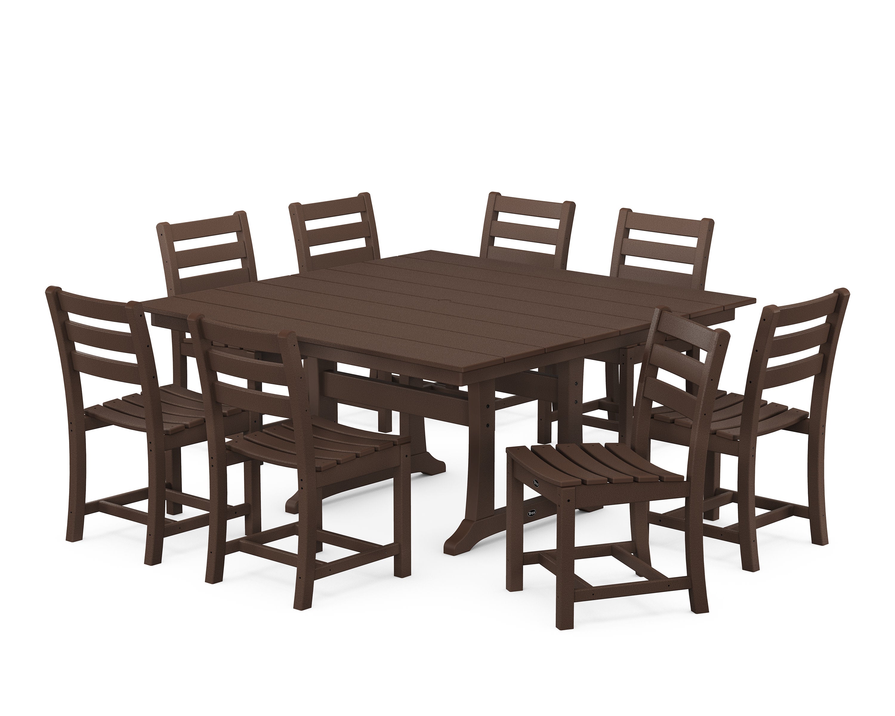 Monterey Bay 9-Piece Farmhouse Trestle Dining Set in Vintage Lantern
