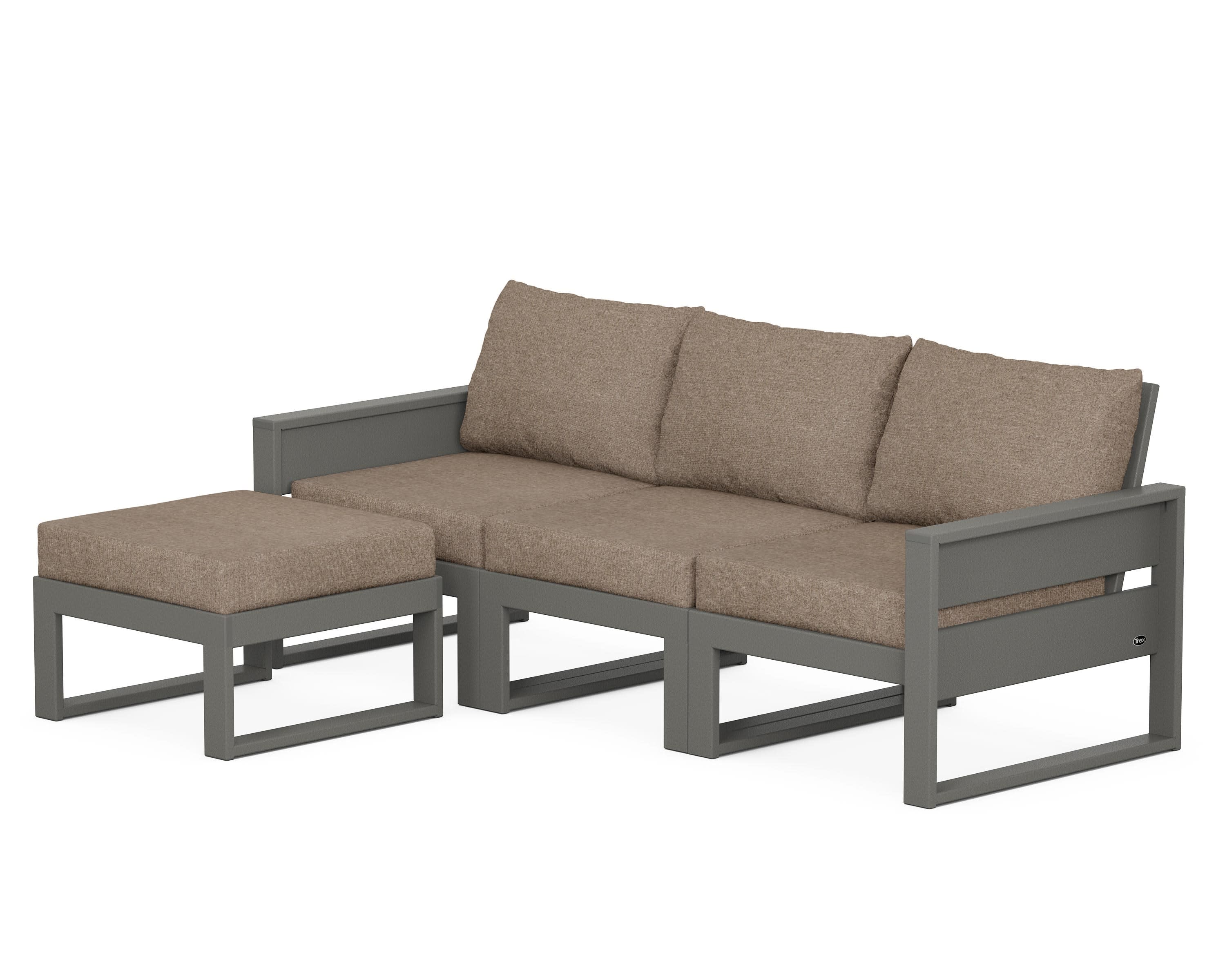 Eastport 4- Piece Sectional with Ottoman in Stepping Stone / Spiced Burlap