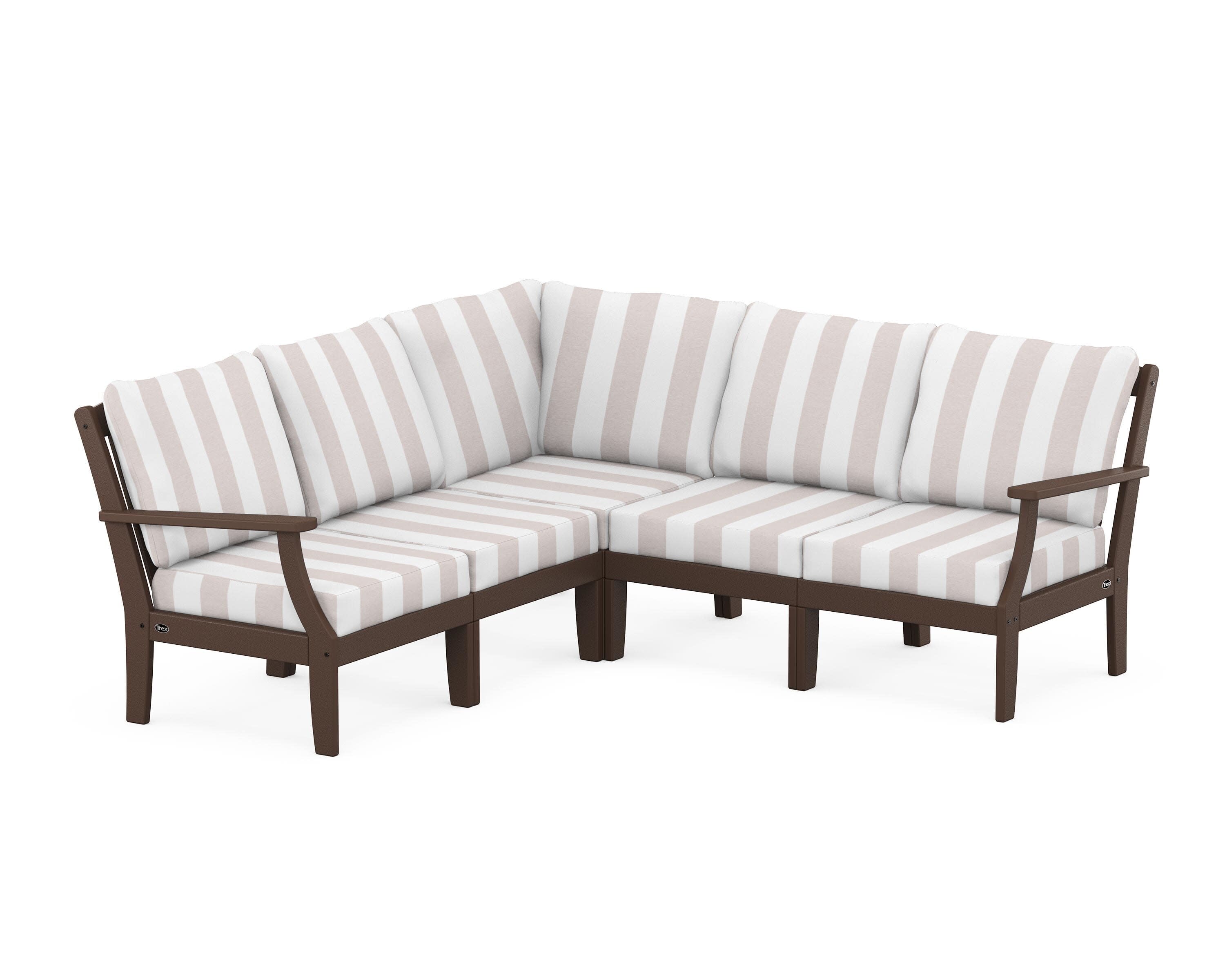 Yacht Club Modular 5-Piece Deep Seating Set in Vintage Lantern / Cabana Stripe Dune Burlap