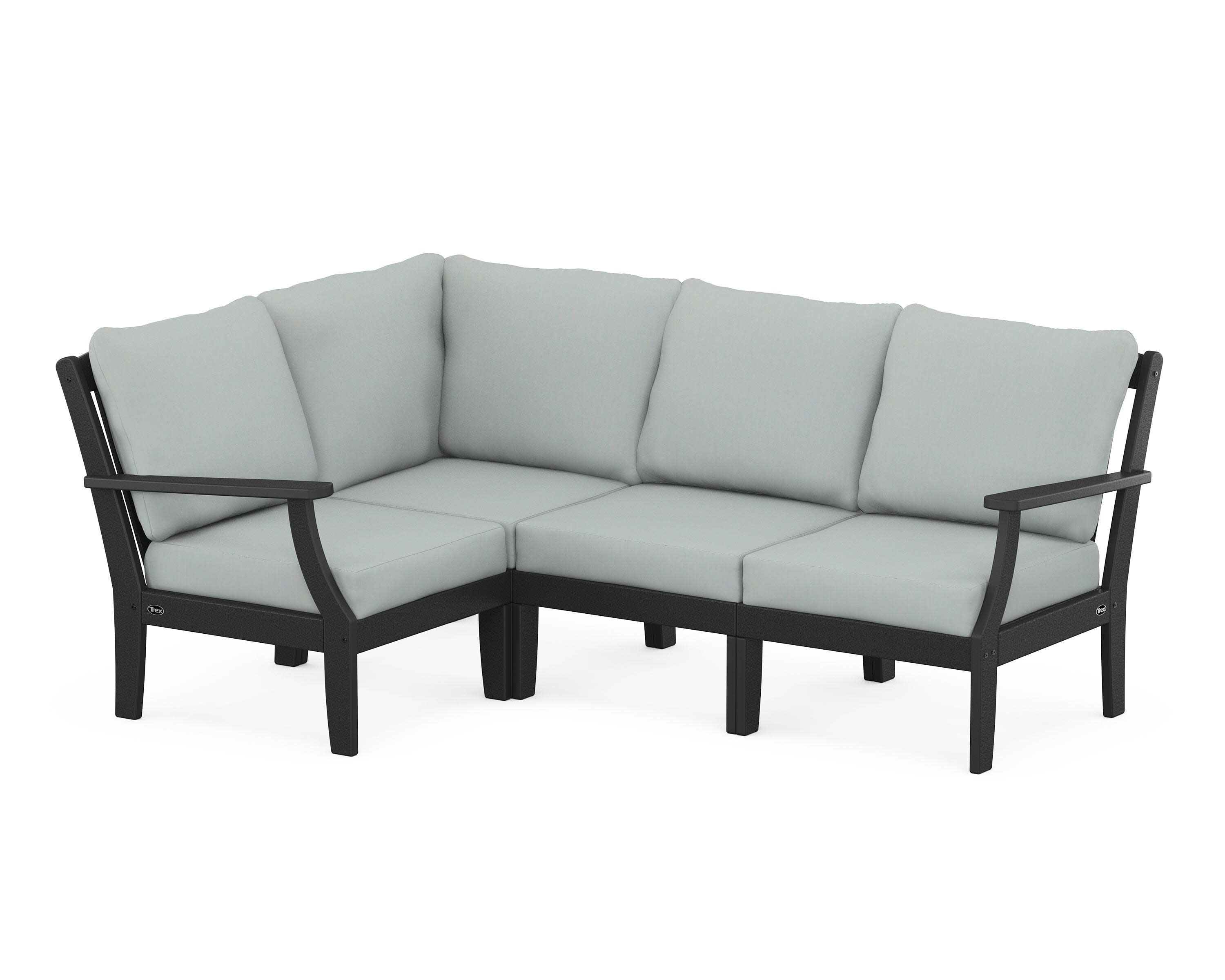 Yacht Club Modular 4-Piece Deep Seating Set in Charcoal Black / Spa