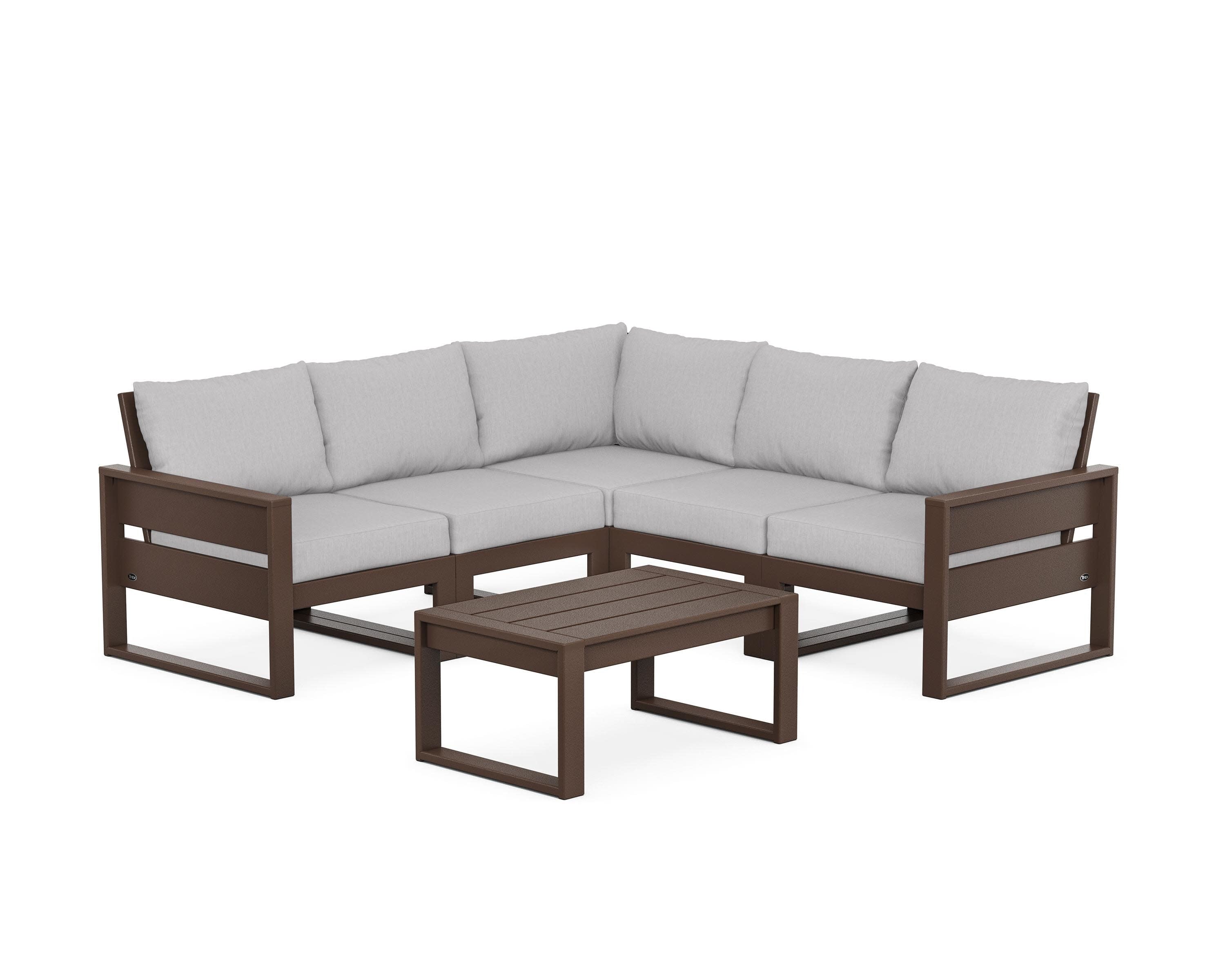 Eastport 6-Piece Deep Seating Sectional + Coffee Table Set in Vintage Lantern / Granite