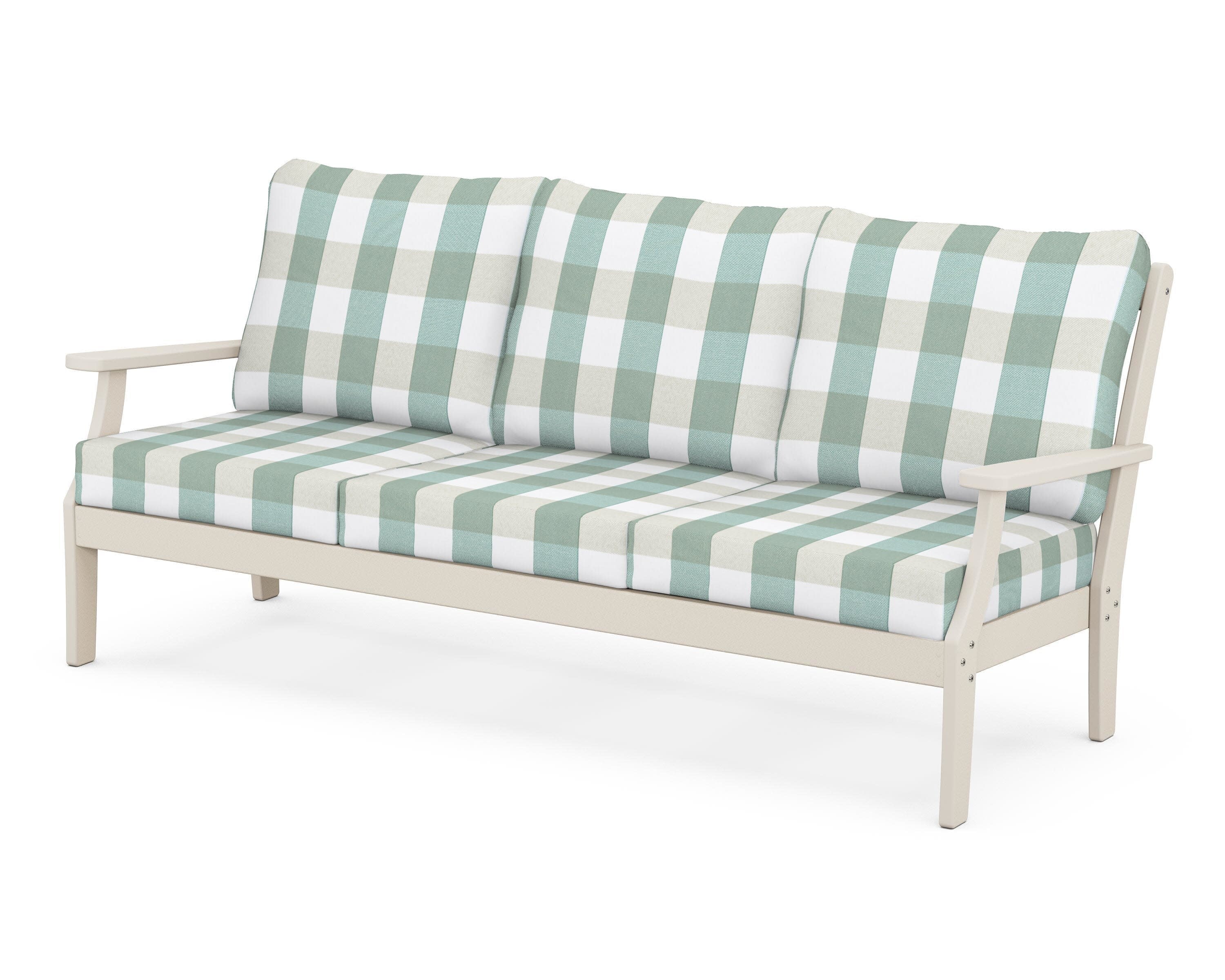 Yacht Club Deep Seating Sofa in Sand Castle / Buffalo Plaid Glacier Spa