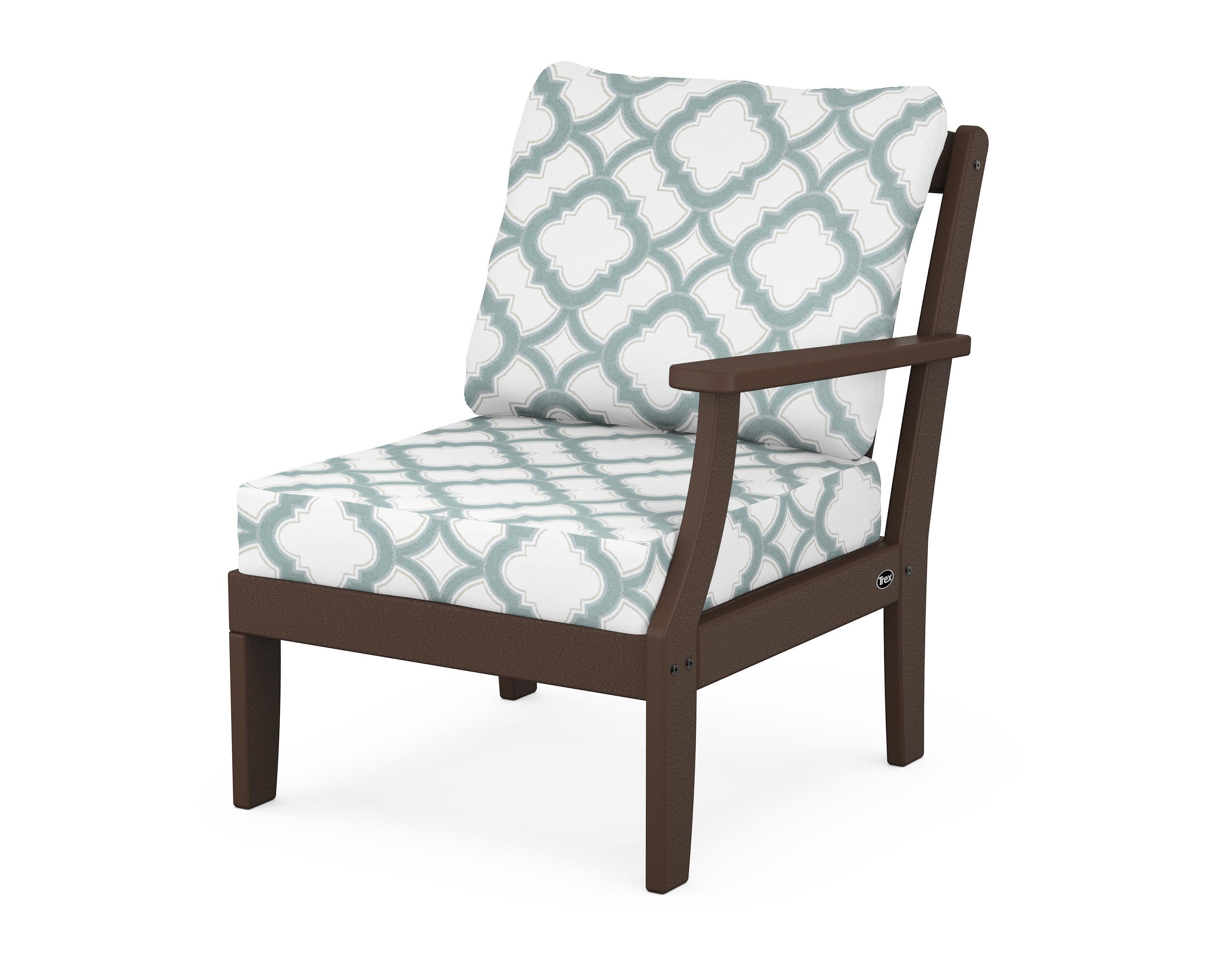 Yacht Club Modular Right Arm Chair in Vintage Lantern / Trellis Glacier Spa