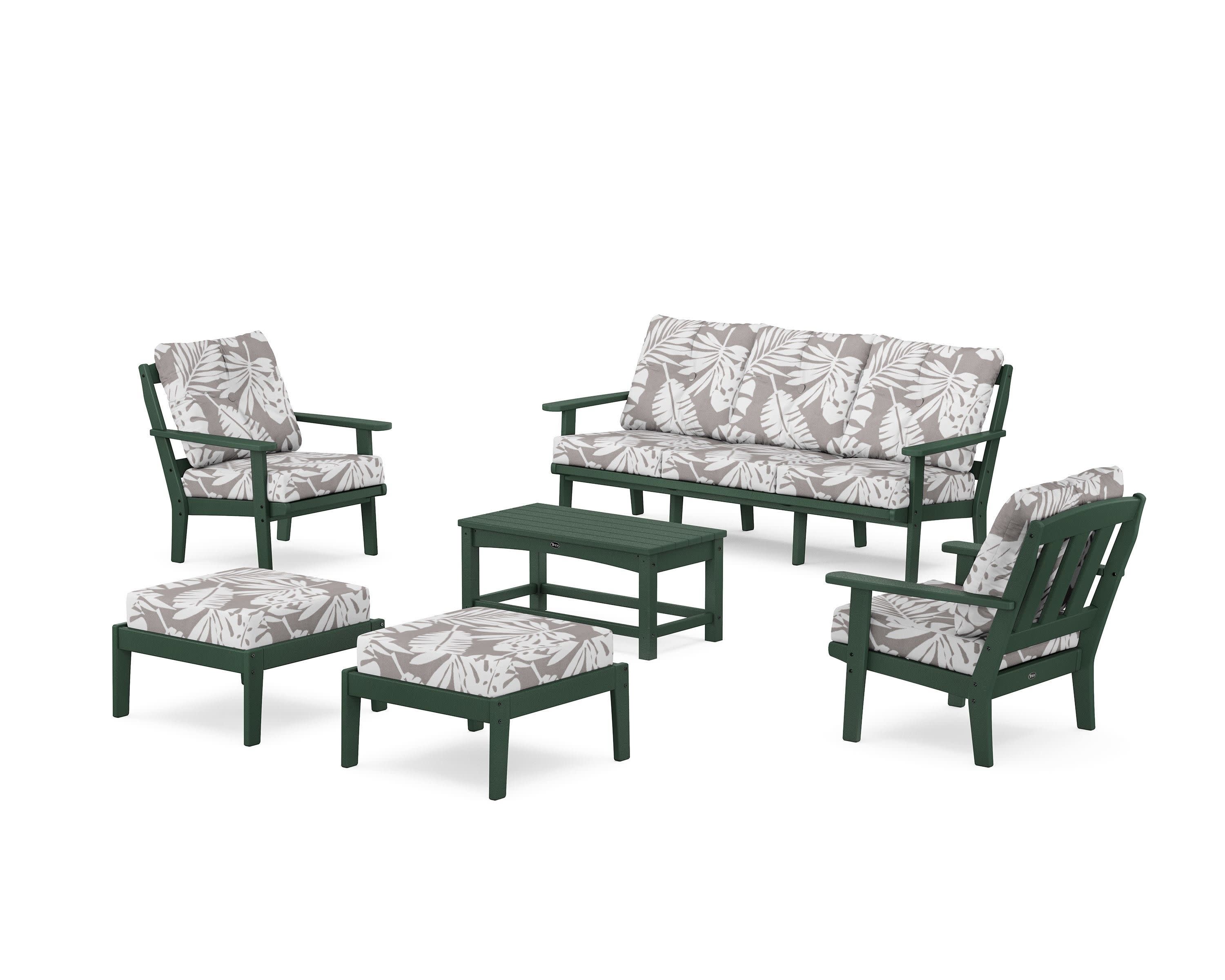 Cape Cod 6-Piece Lounge Sofa Set in Rainforest Canopy / Leaf Grey Mist