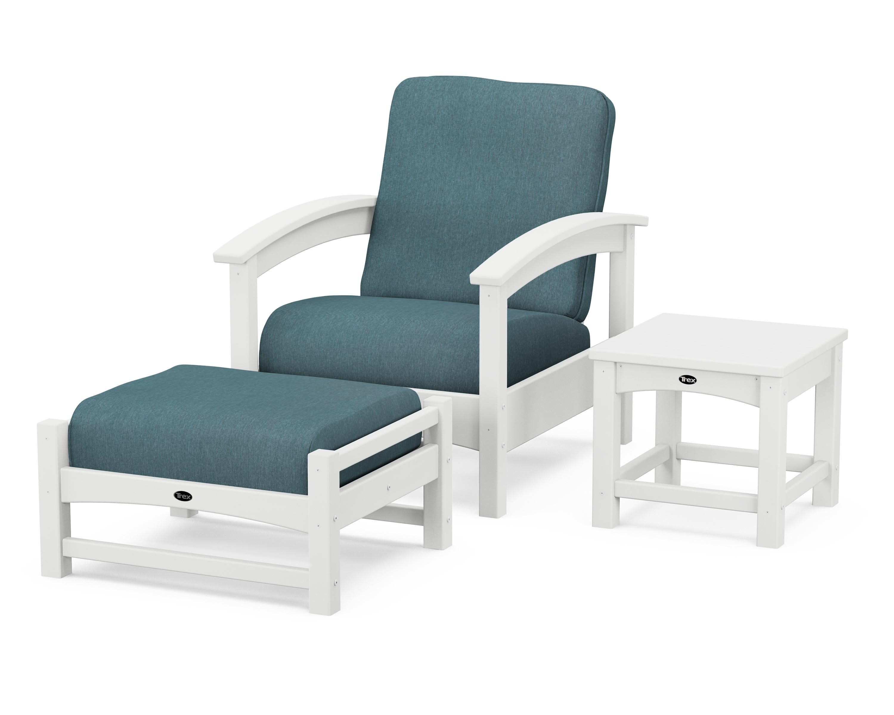 Rockport 3-Piece Deep Seating Set in Classic White / Ocean Teal
