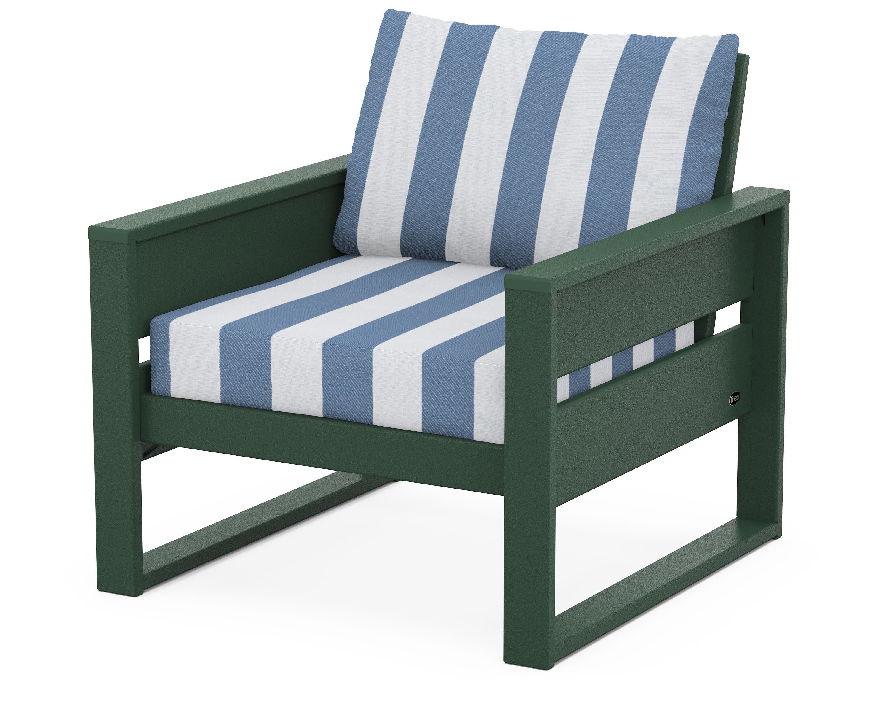 Eastport Club Chair in Rainforest Canopy / Cabana Stripe Sky Blue