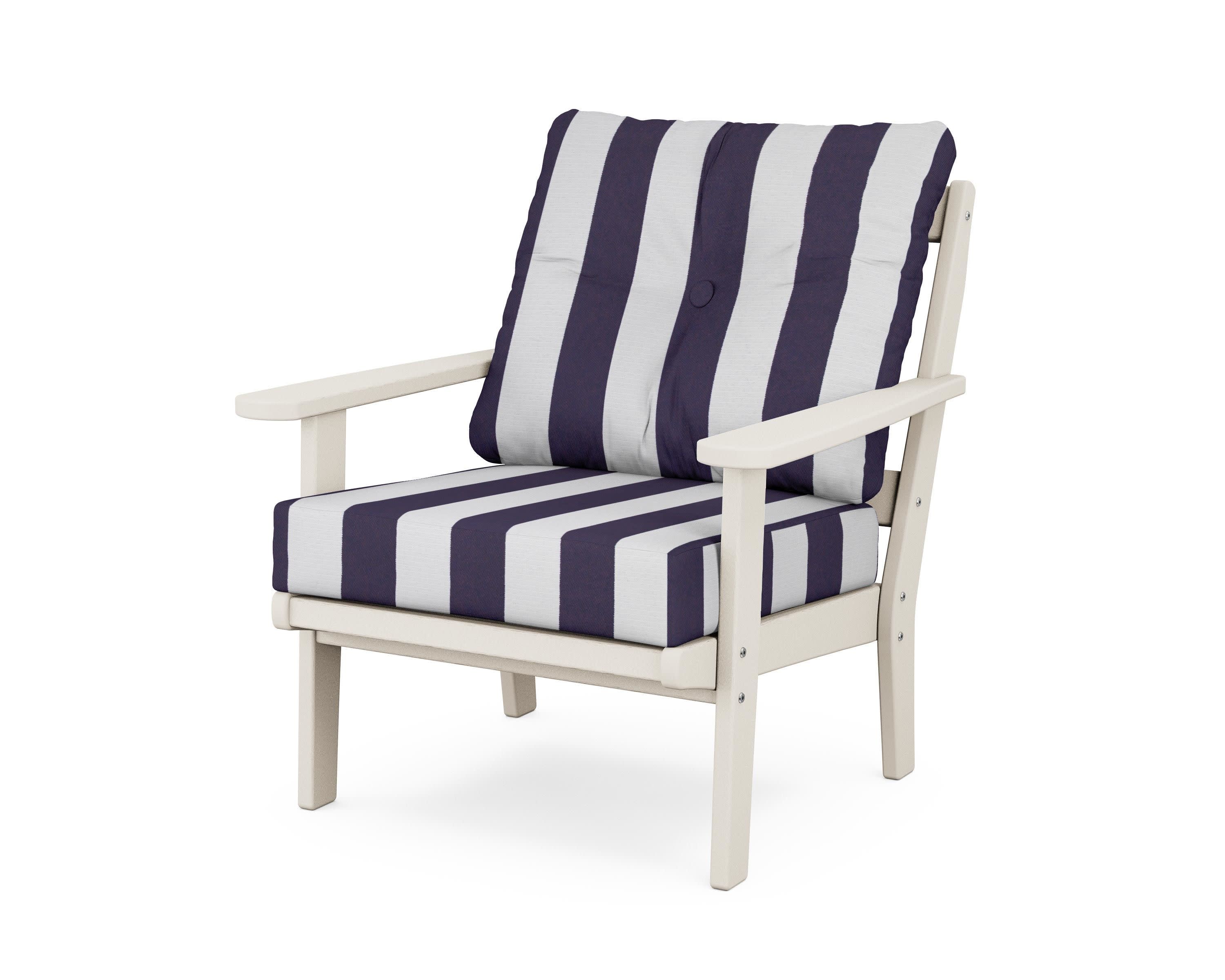 Cape Cod Deep Seating Chair in Sand Castle / Cabana Stripe Navy