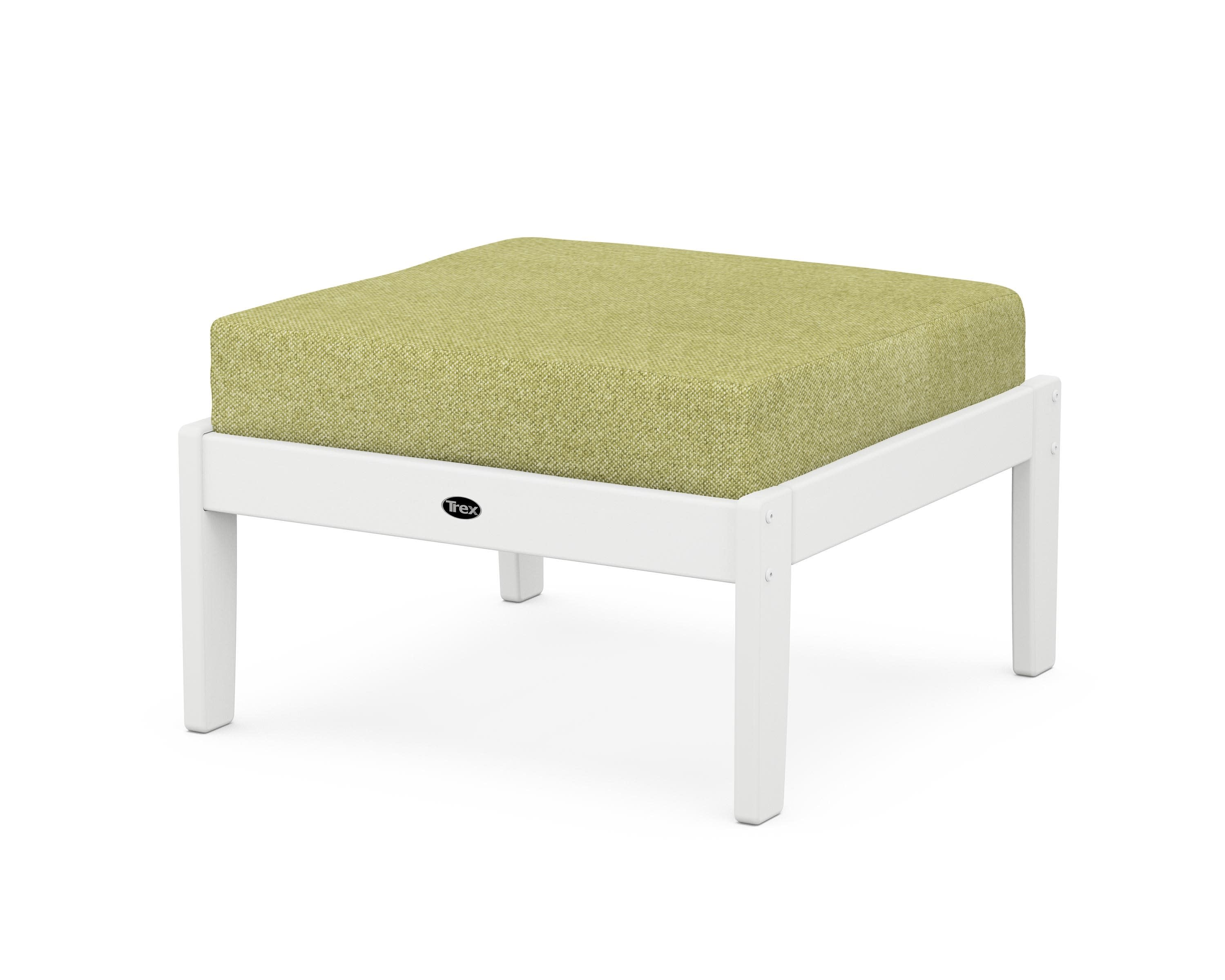 Yacht Club Deep Seating Ottoman in Classic White / Chartreuse Boucle