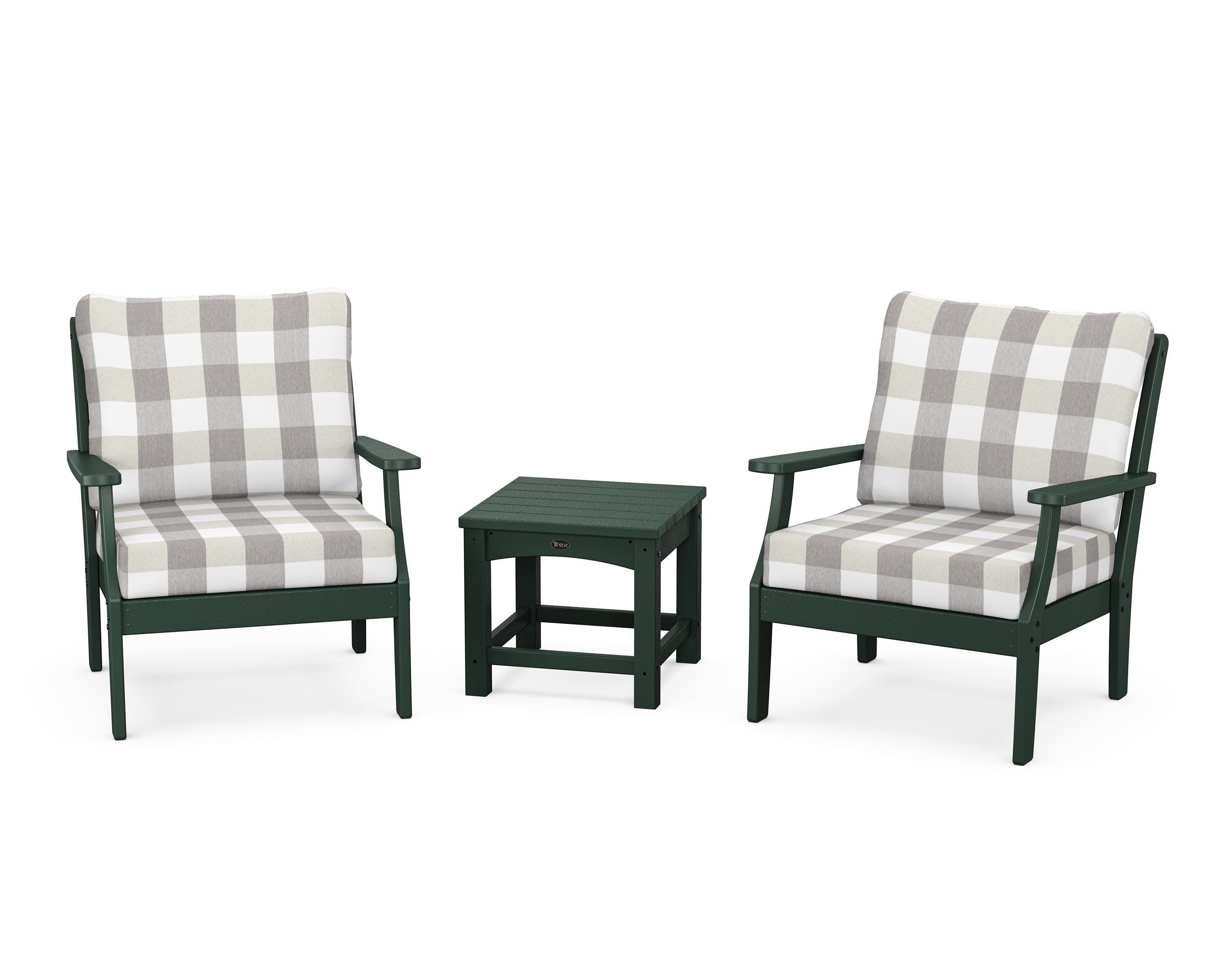 Yacht Club 3-Piece Deep Seating Set in Rainforest Canopy / Buffalo Plaid Grey Mist
