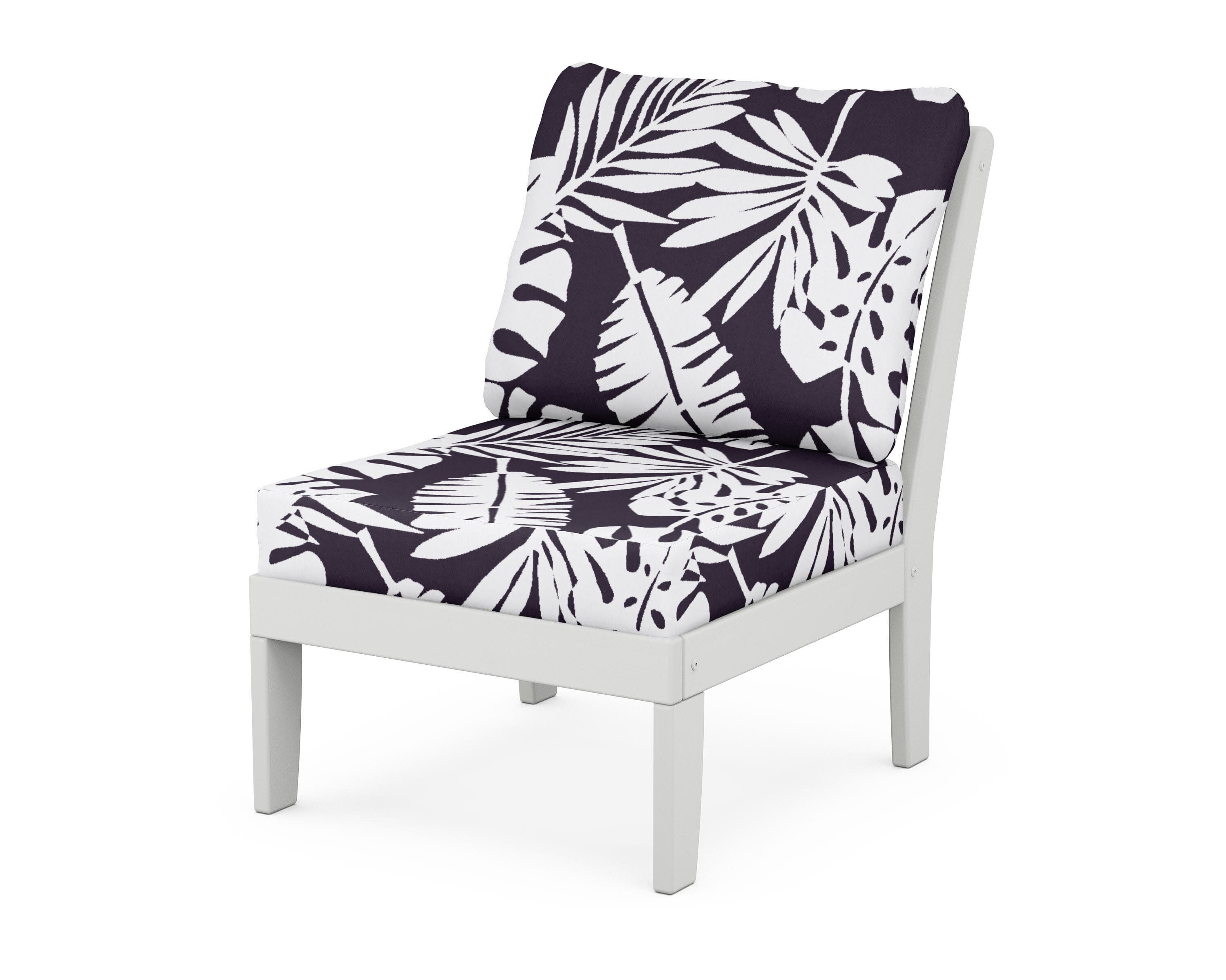 Yacht Club Modular Armless Chair in Classic White / Leaf Navy