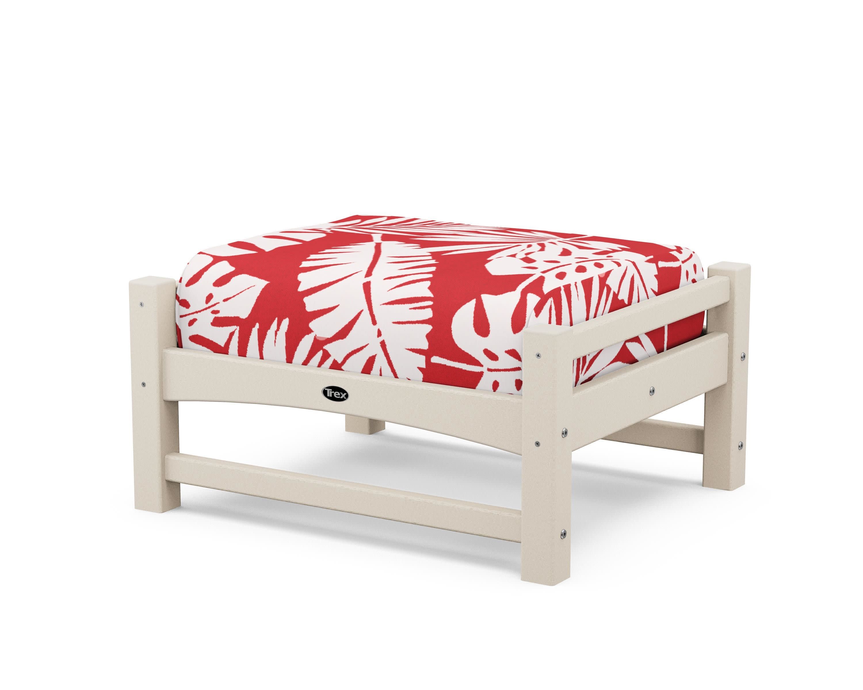 Rockport Club Ottoman in Sand Castle / Leaf Crimson