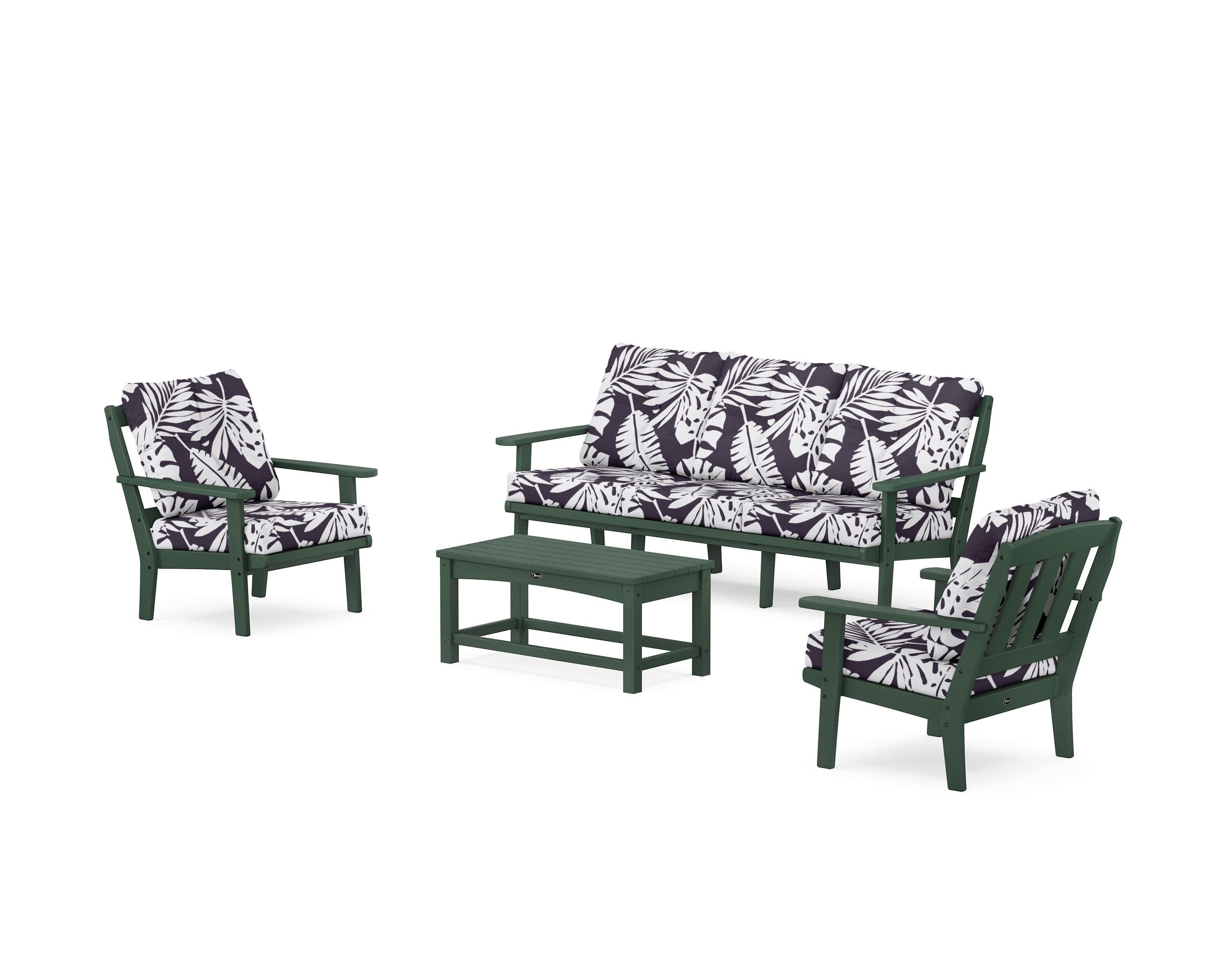 Cape Cod 4-Piece Deep Seating Set with Sofa in Rainforest Canopy / Leaf Navy
