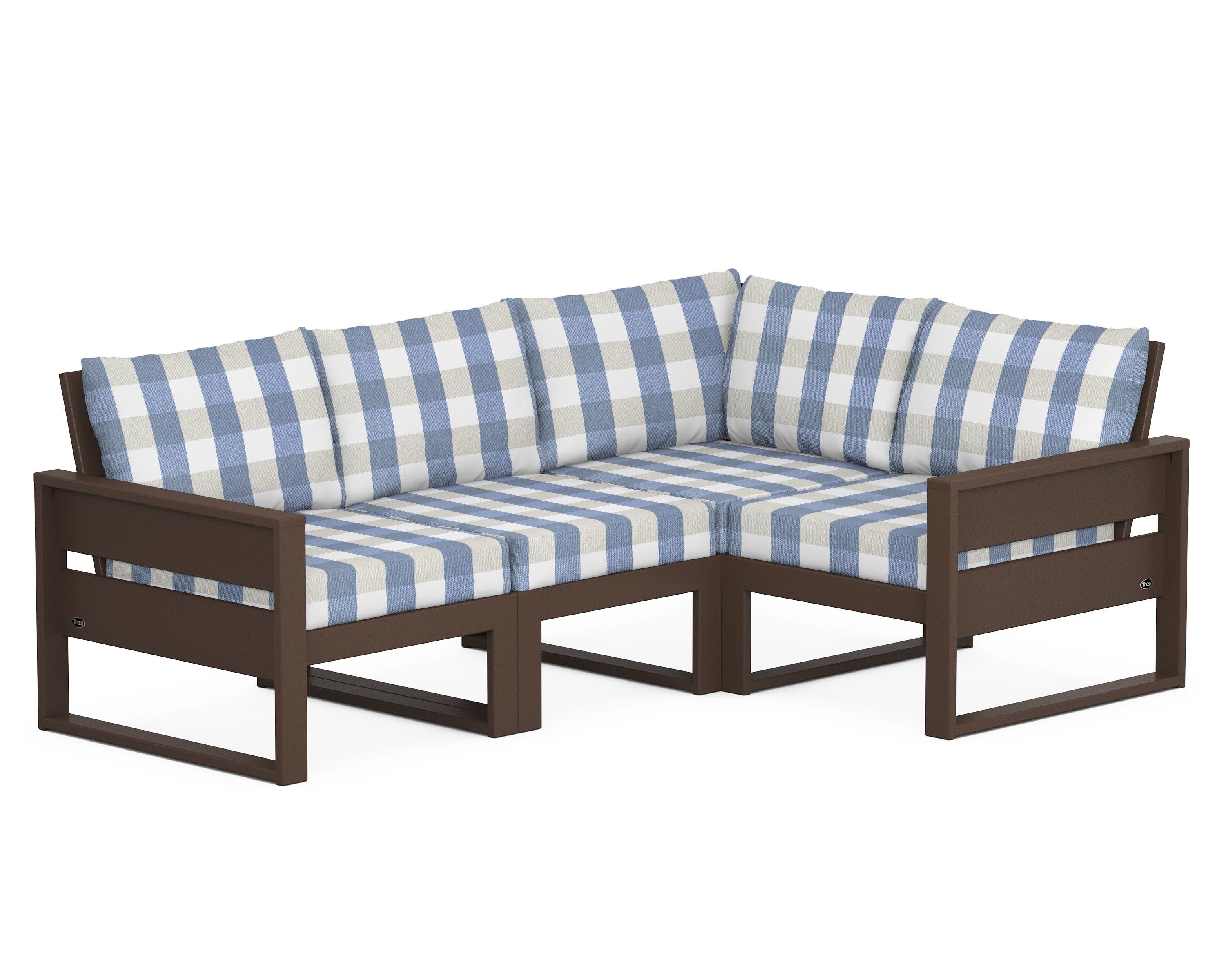Eastport 4- Piece Sectional in Vintage Lantern / Buffalo Plaid Sky Blue