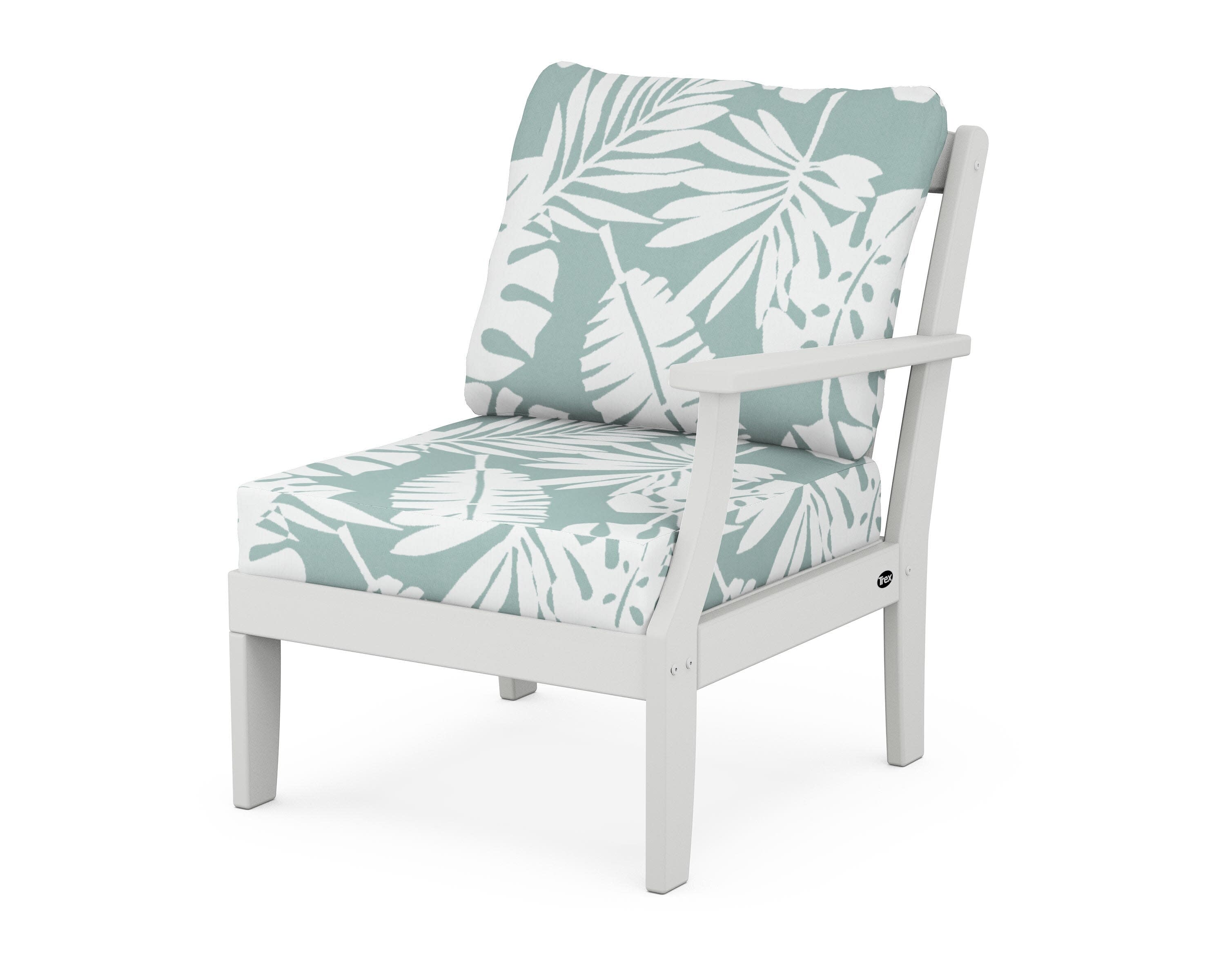 Yacht Club Modular Right Arm Chair in Classic White / Leaf Glacier Spa