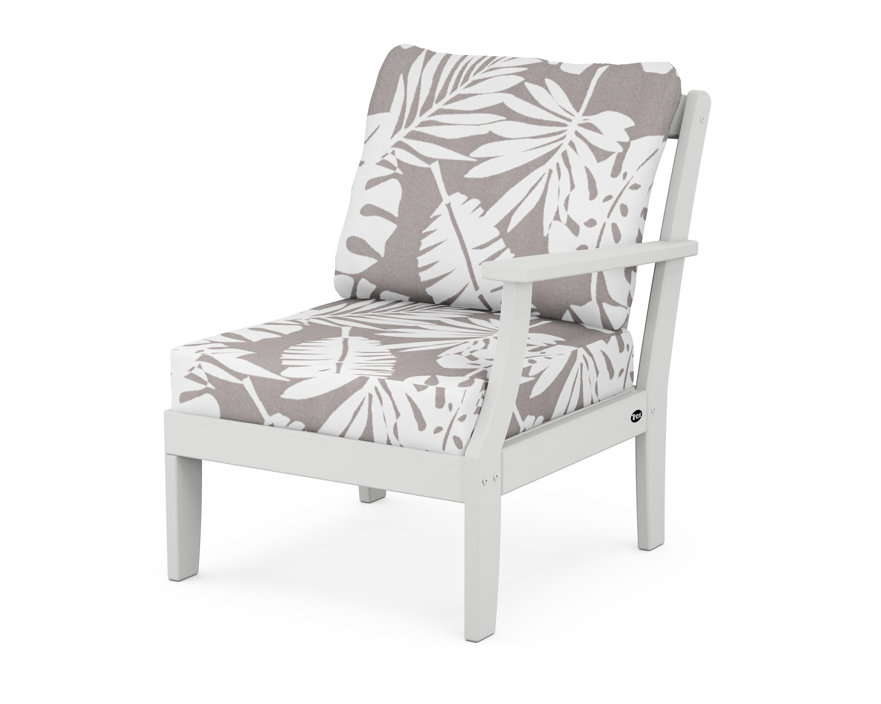 Yacht Club Modular Right Arm Chair in Classic White / Leaf Grey Mist