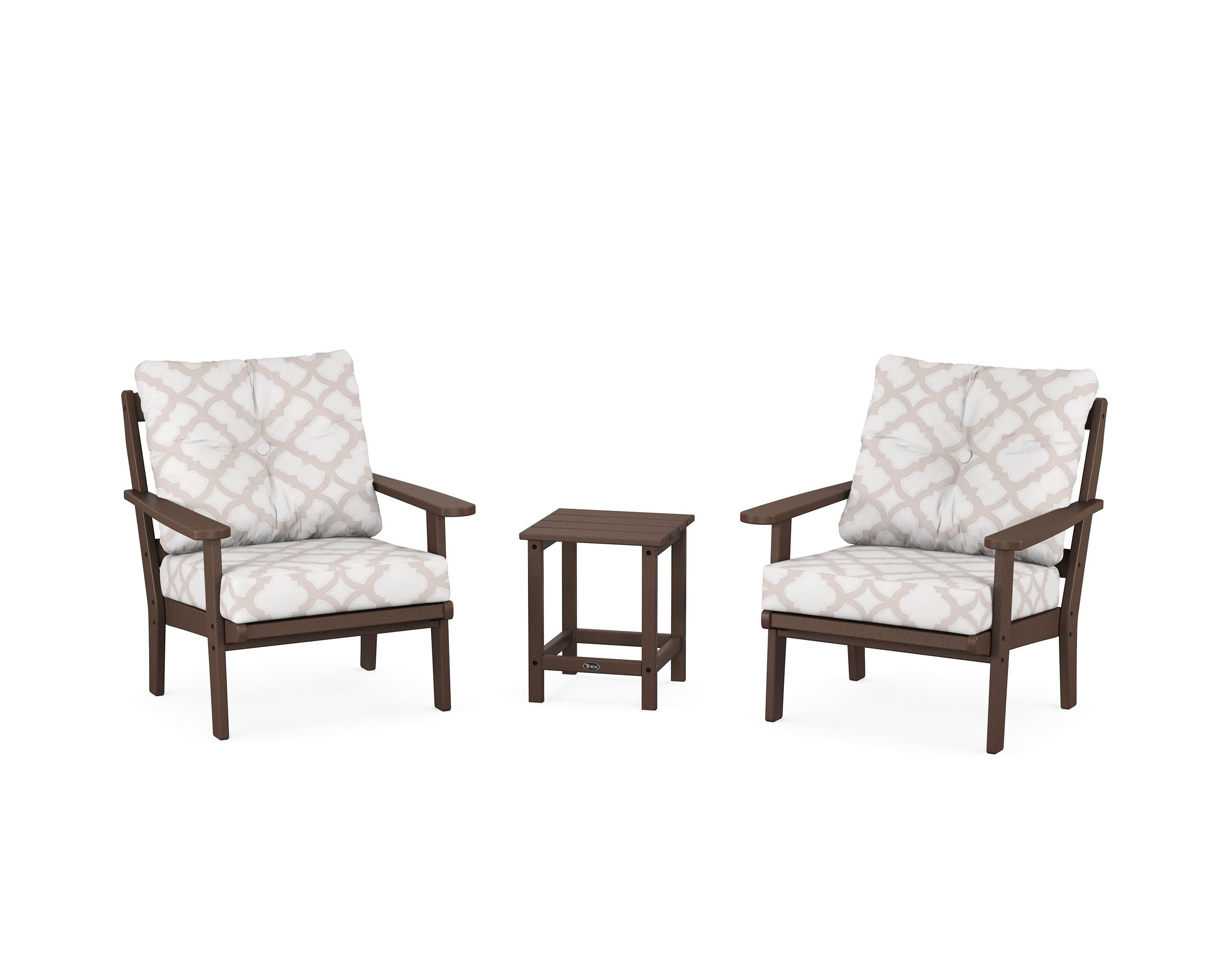 Cape Cod 3-Piece Deep Seating Set in Vintage Lantern / Trellis Dune Burlap