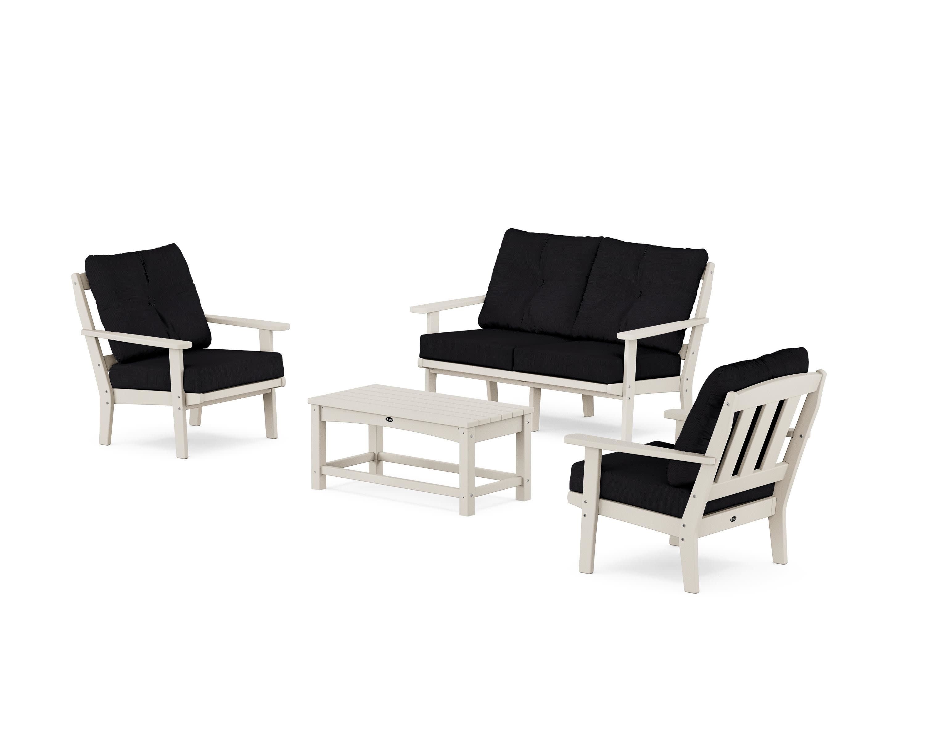 Cape Cod 4-Piece Deep Seating Set with Loveseat in Sand Castle / Midnight Linen