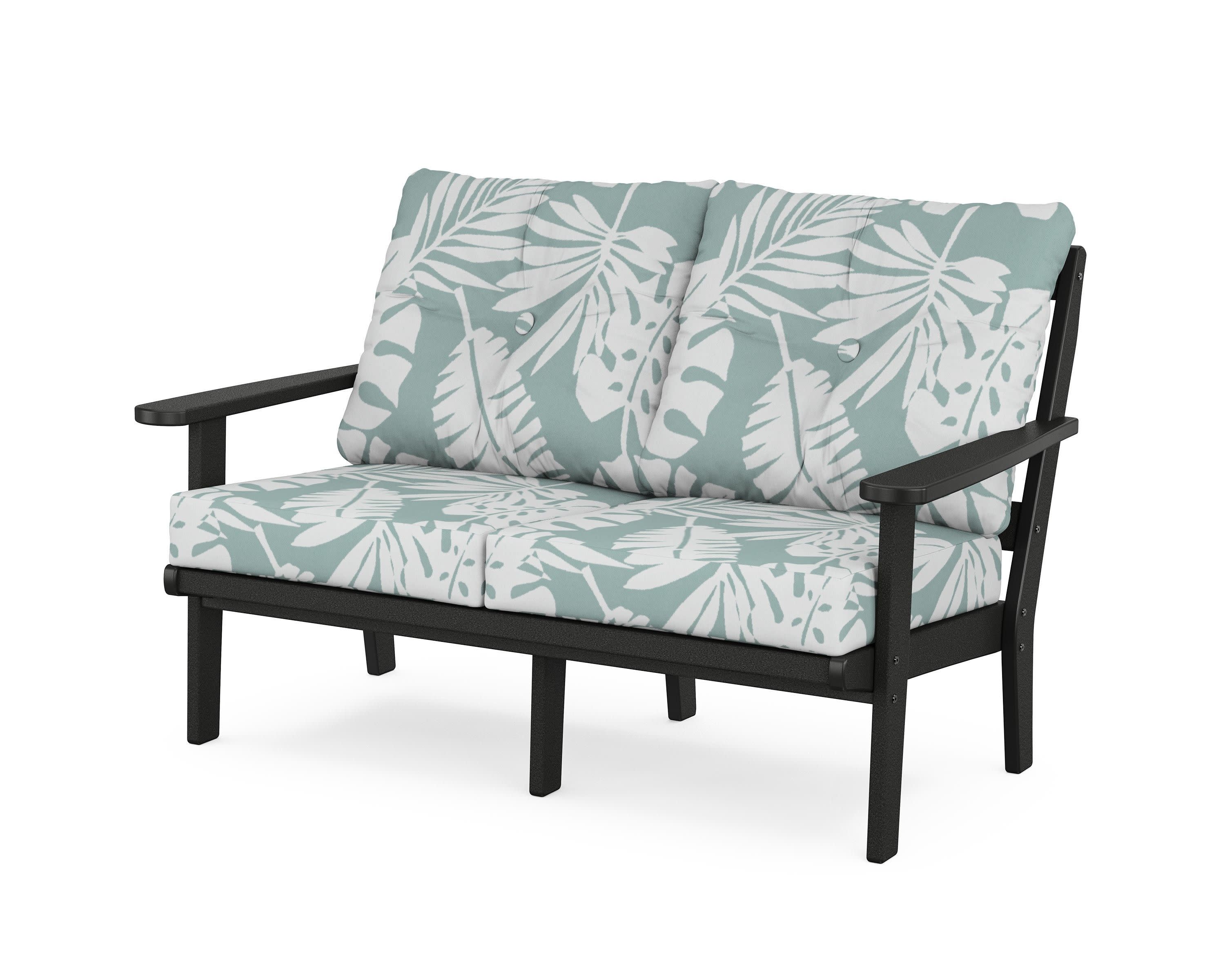 Cape Cod Deep Seating Loveseat in Charcoal Black / Leaf Glacier Spa