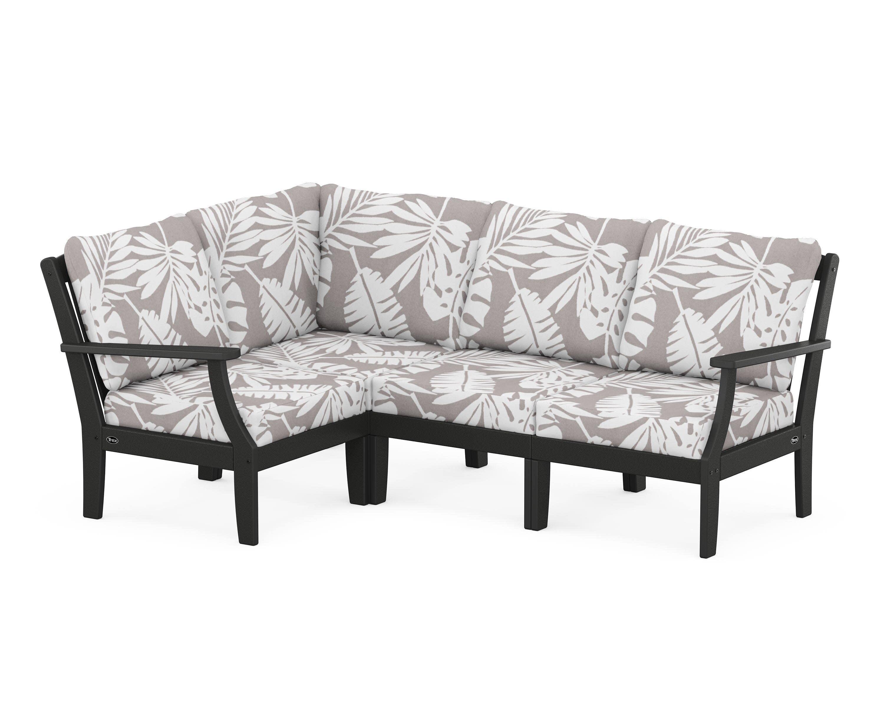 Yacht Club Modular 4-Piece Deep Seating Set in Charcoal Black / Leaf Grey Mist