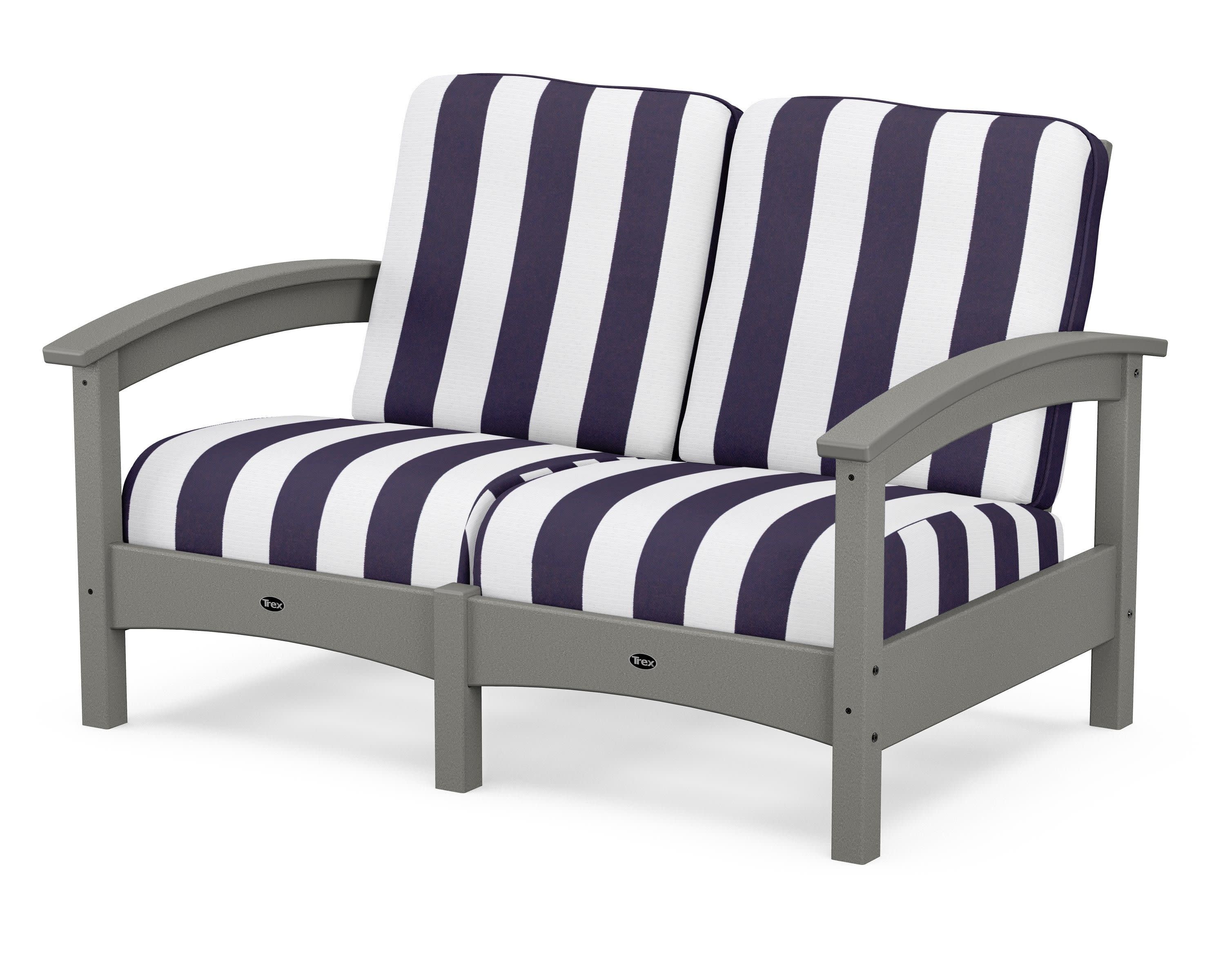 Rockport Club Loveseat in Stepping Stone / Cabana Stripe Navy