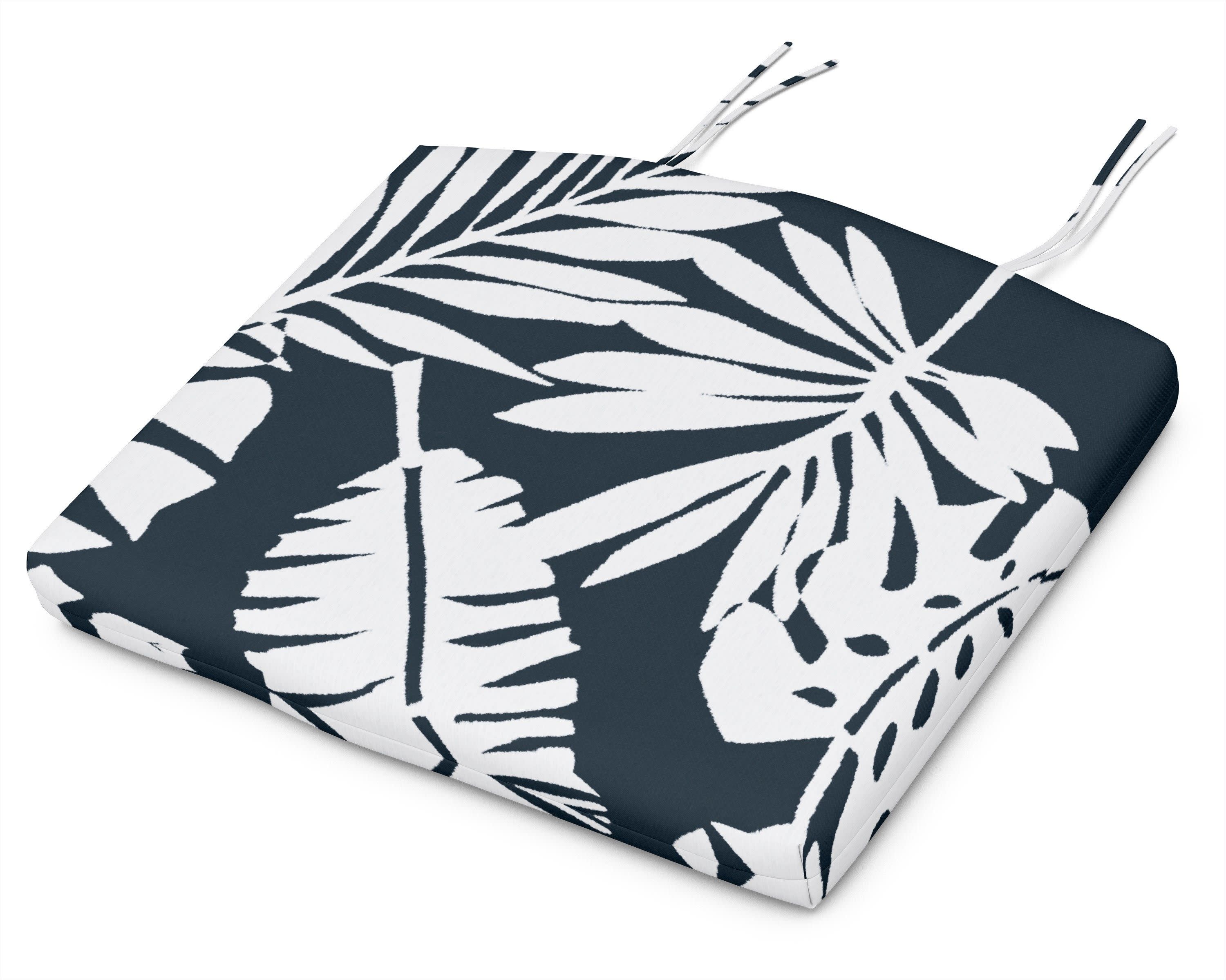 Seat Cushion - 20"W x 18.5"D x 2.5"H in Leaf Marine Indigo