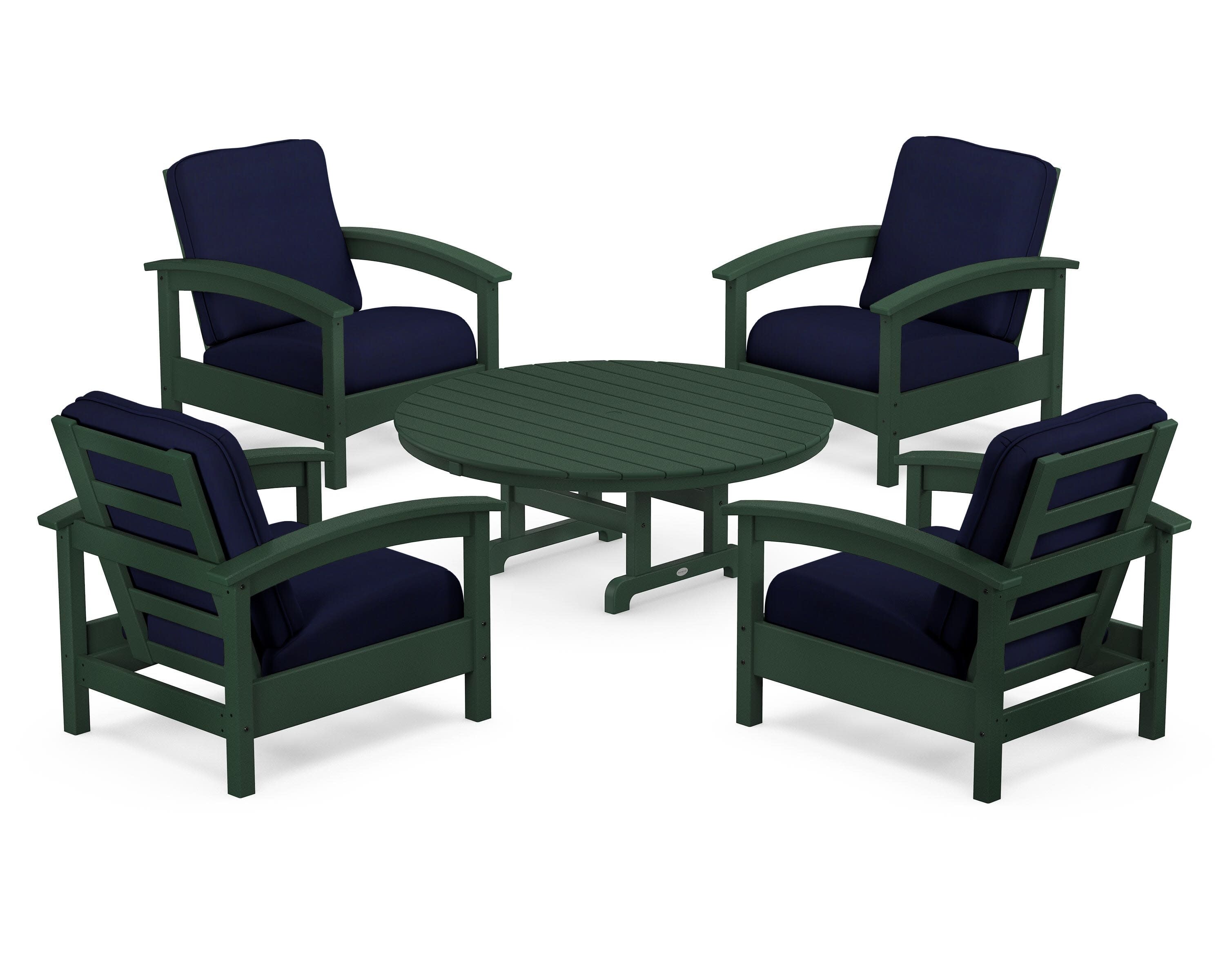 Rockport 5-Piece Deep Seating Set in Rainforest Canopy / Navy