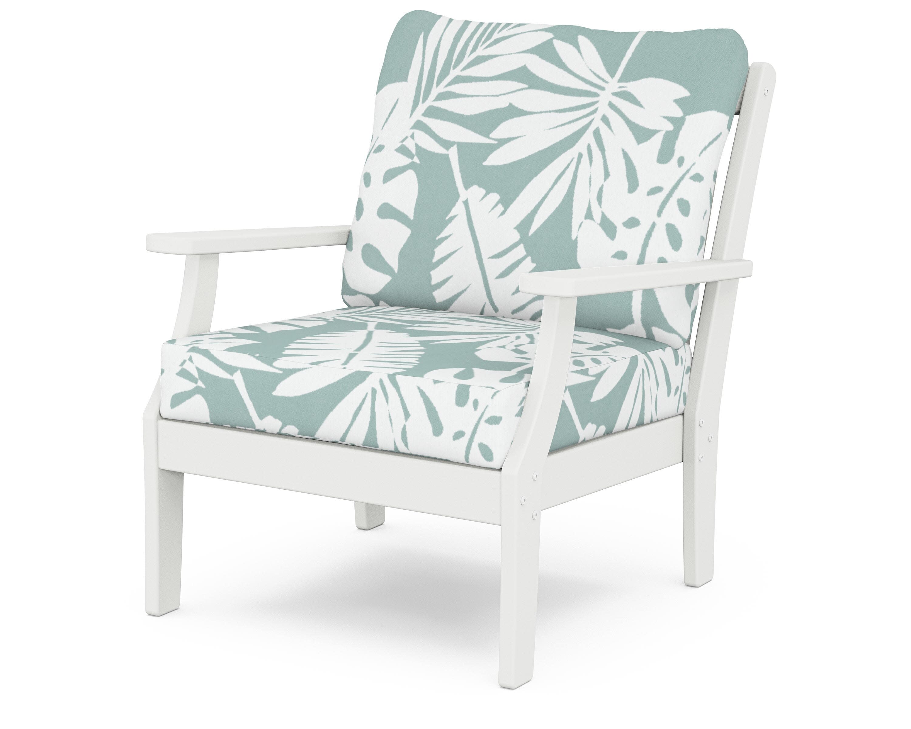 Yacht Club Deep Seating Chair in Classic White / Leaf Glacier Spa