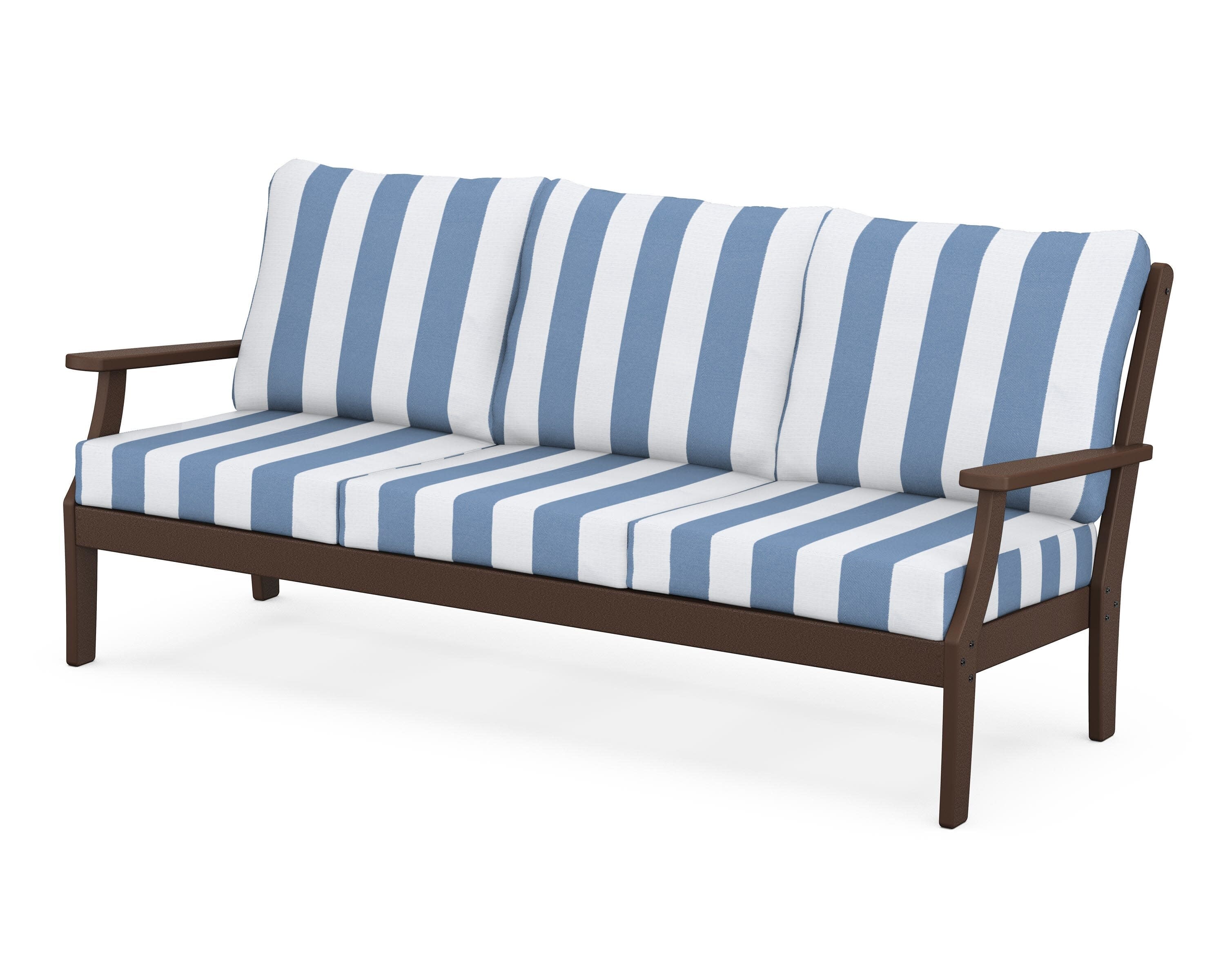 Yacht Club Deep Seating Sofa in Vintage Lantern / Cabana Stripe Sky Blue