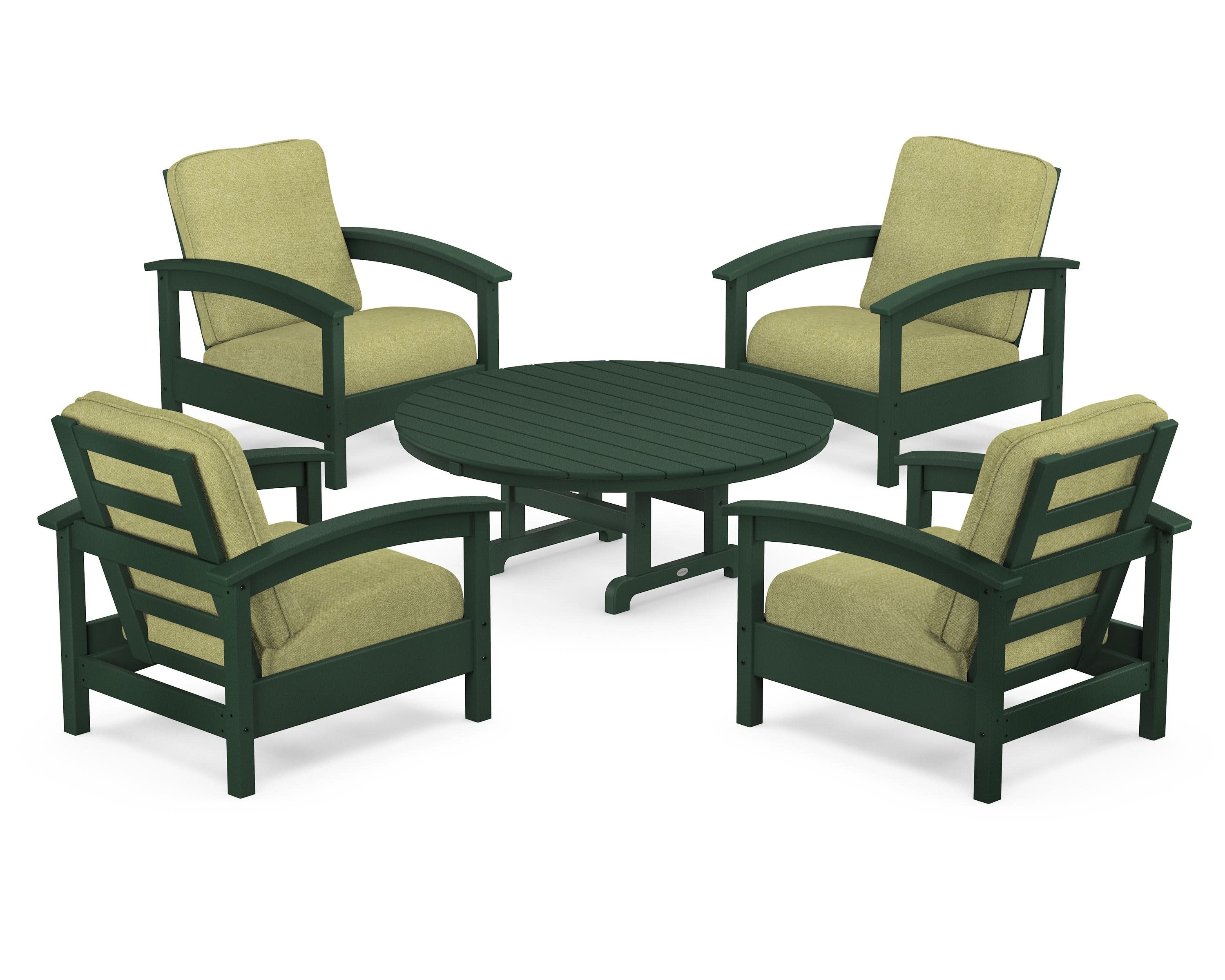 Rockport 5-Piece Deep Seating Set in Rainforest Canopy / Chartreuse Boucle