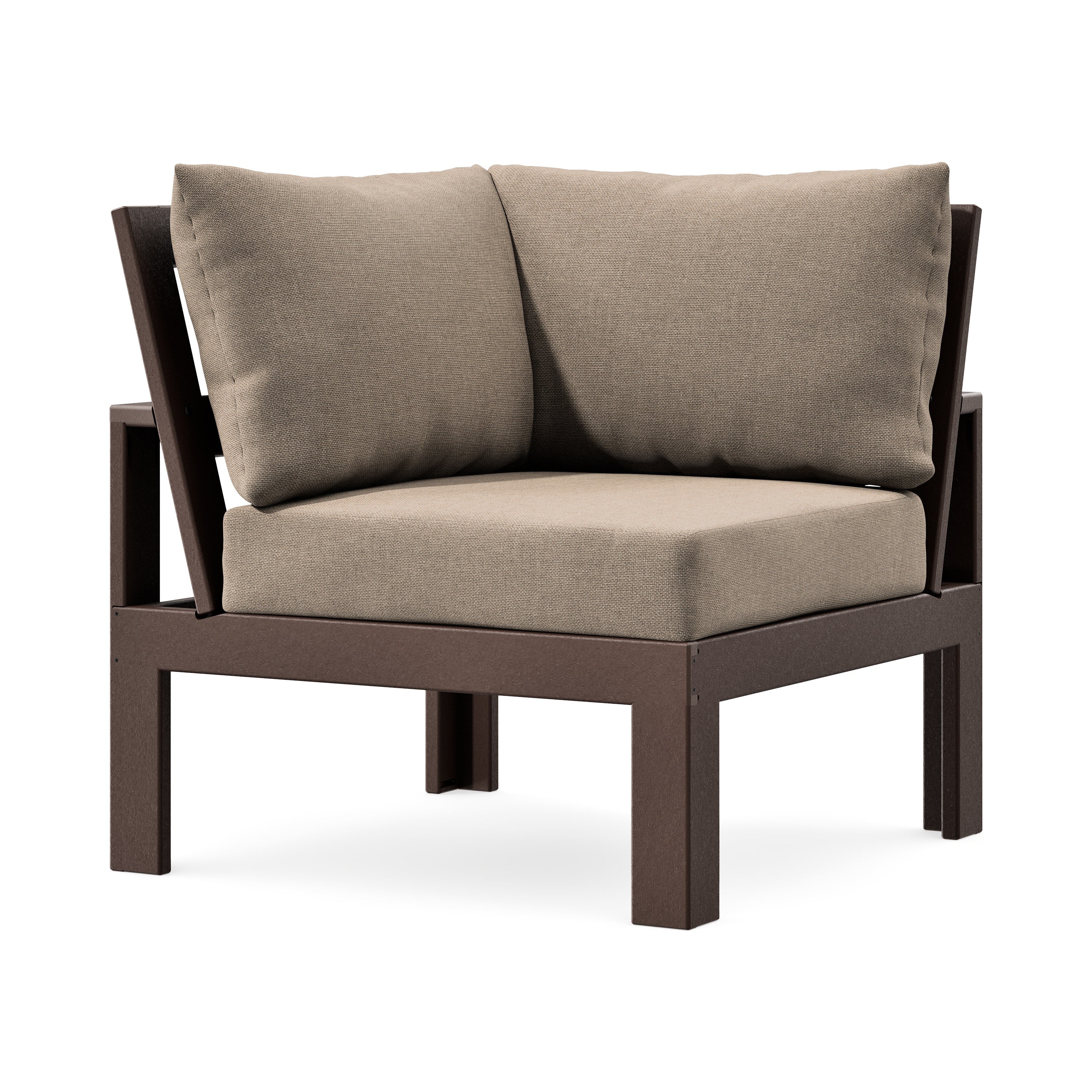 Modular Corner Chair in Mahogany / Spiced Burlap