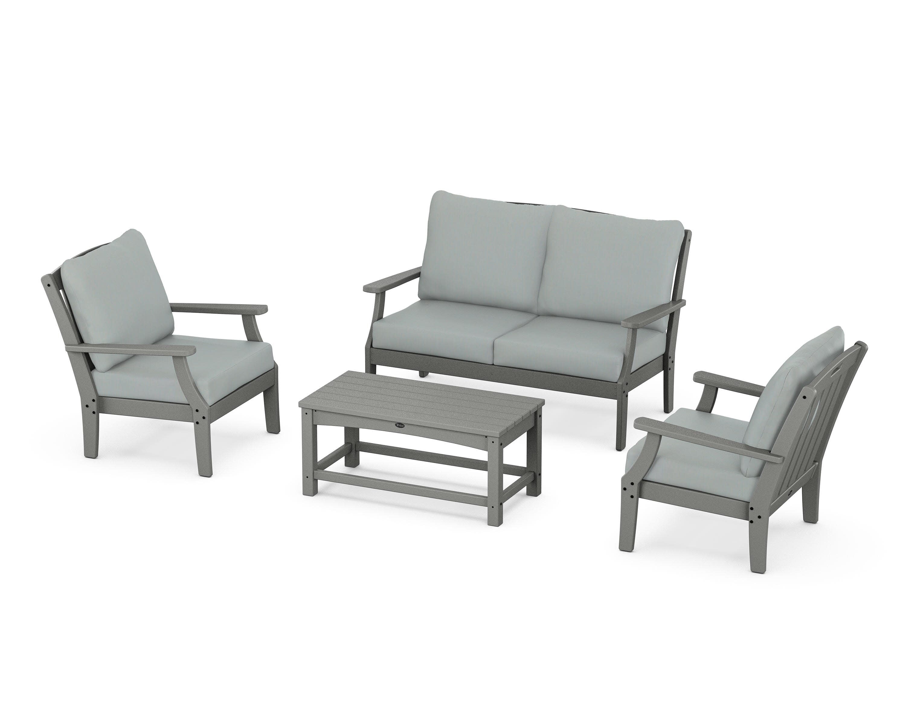 Yacht Club 4-Piece Deep Seating Chair Set in Stepping Stone / Spa