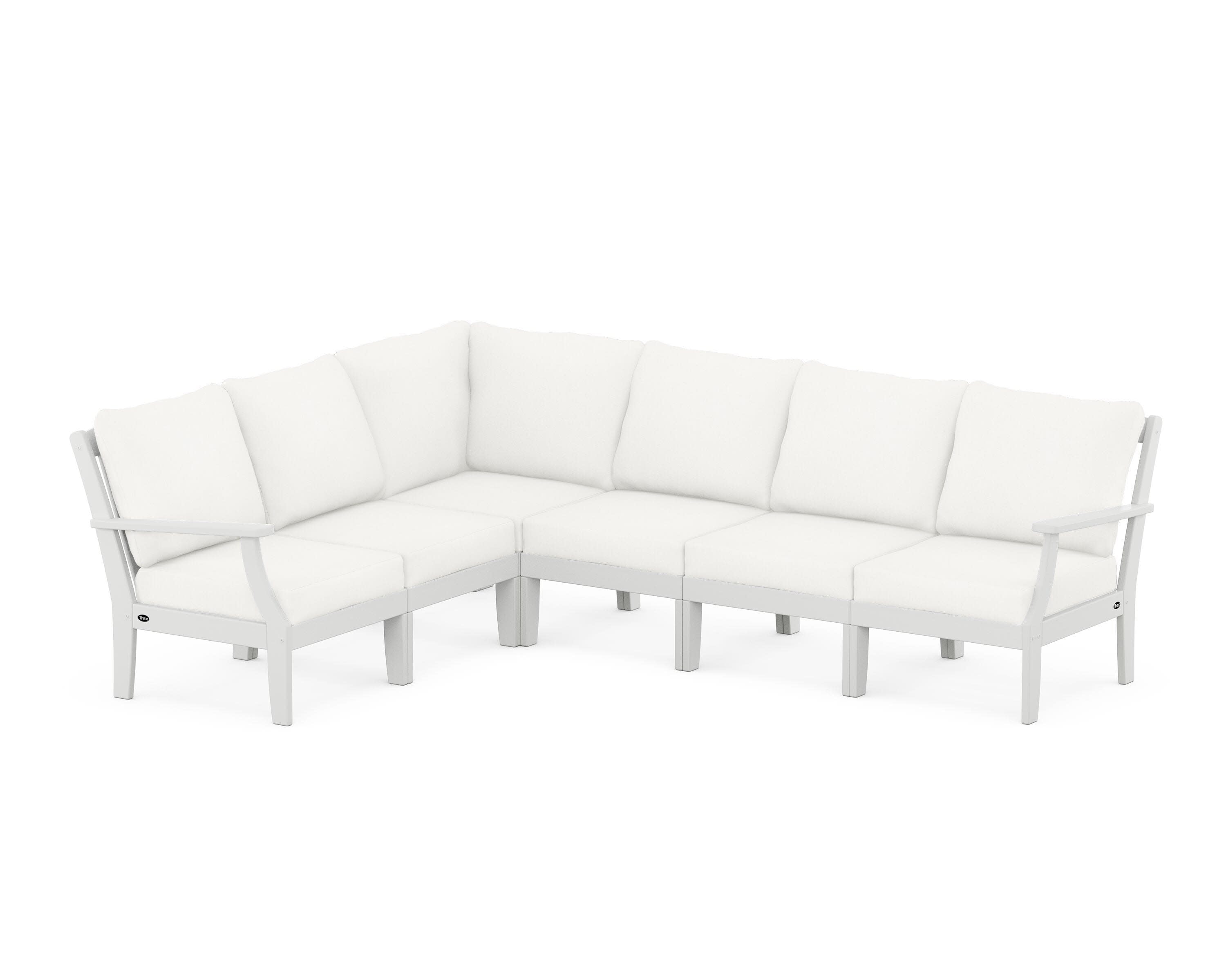 Yacht Club Modular 6-Piece Deep Seating Set in Classic White / Natural Linen