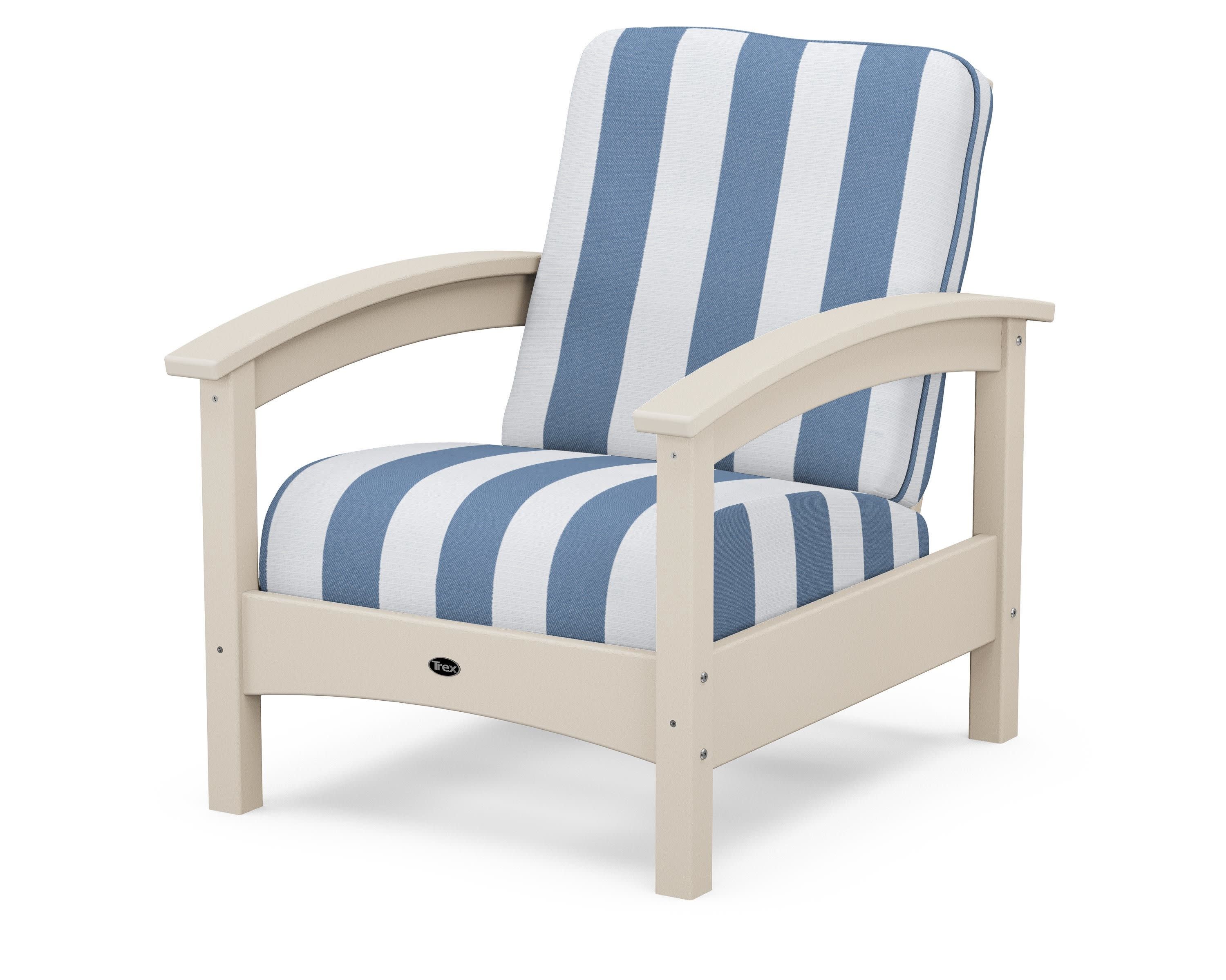 Rockport Club Chair in Sand Castle / Cabana Stripe Sky Blue
