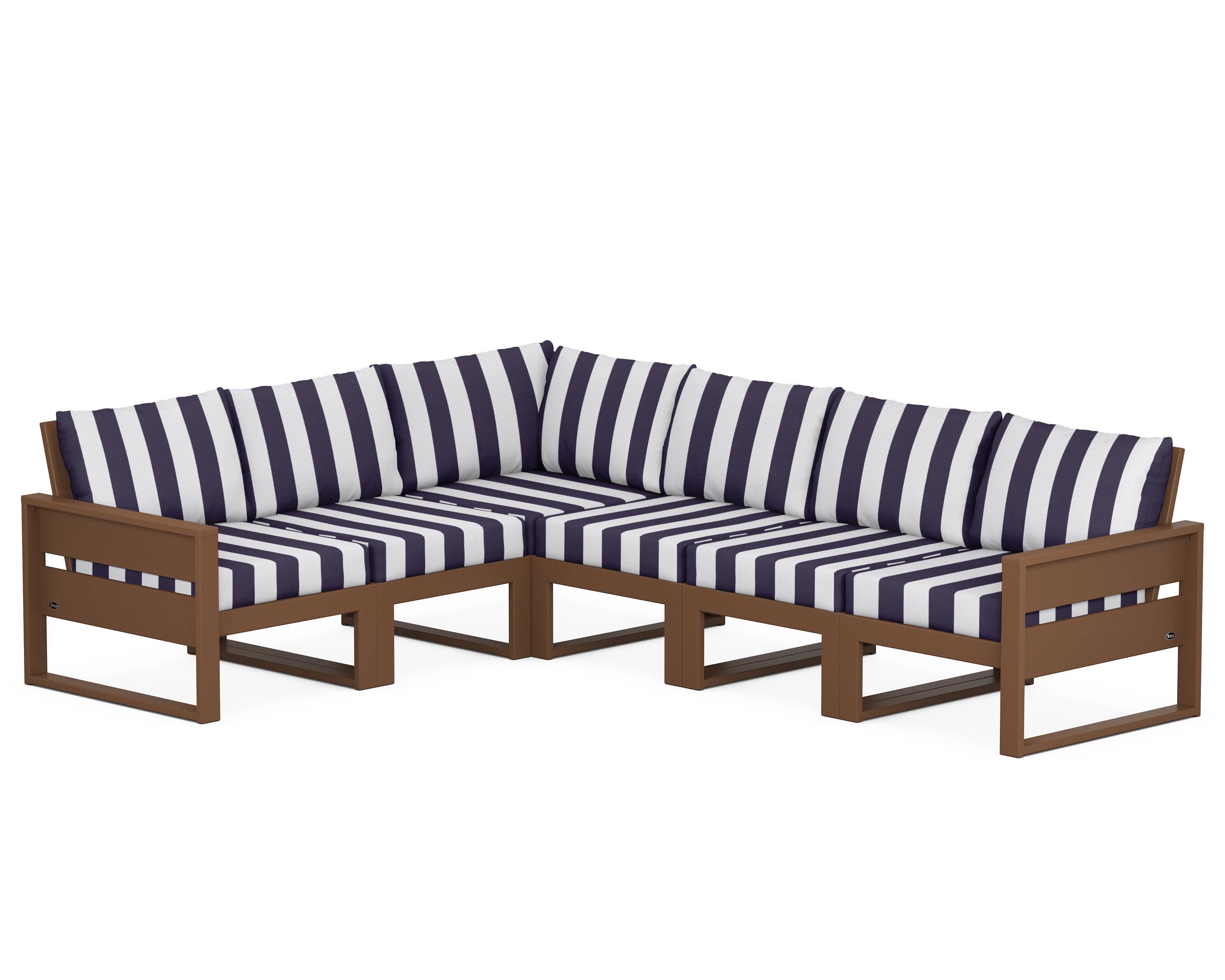 Eastport 6-Piece Sectional in Tree House / Cabana Stripe Navy