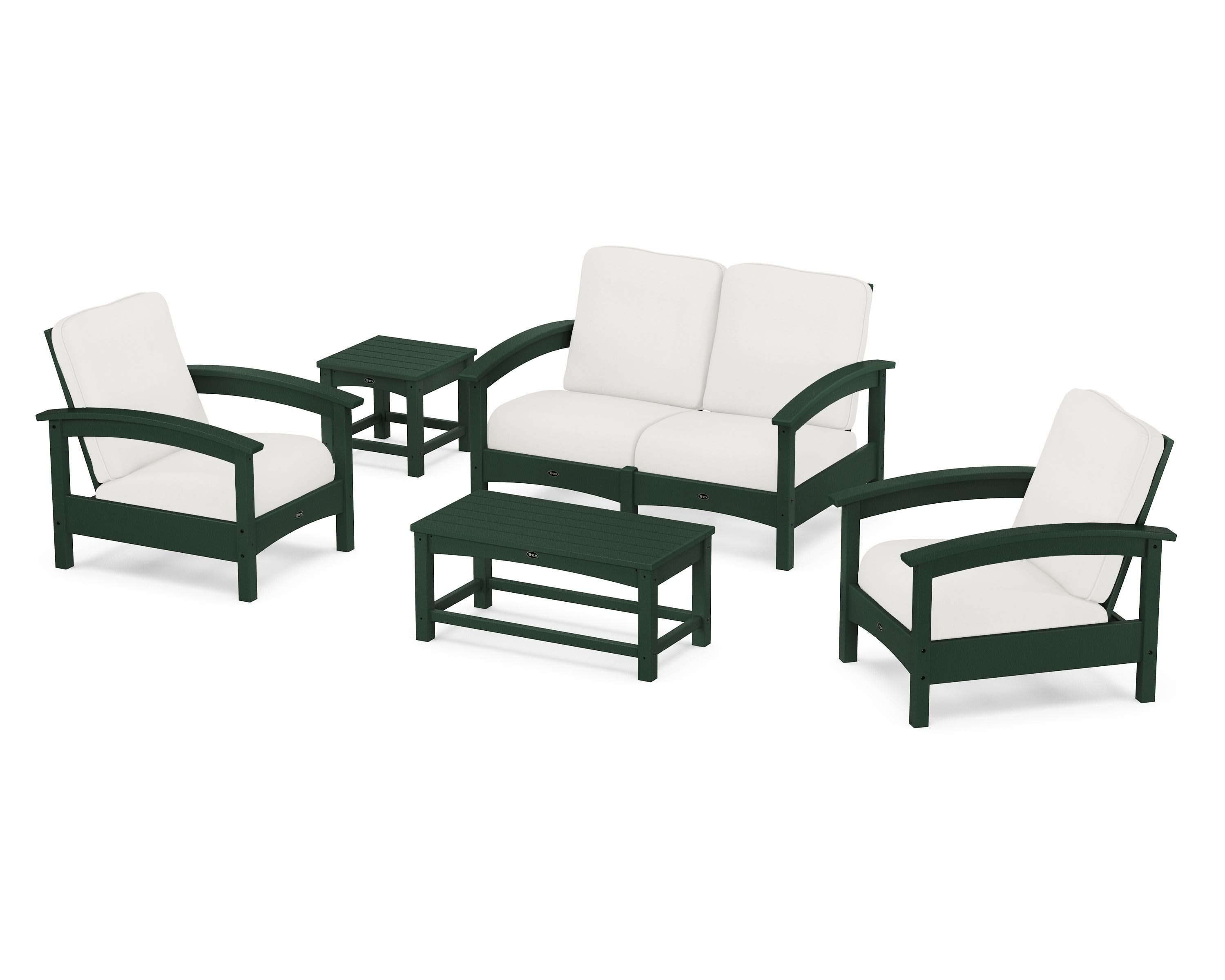 Rockport Club 6-Piece Deep Seating Conversation Set in Rainforest Canopy / Natural Linen