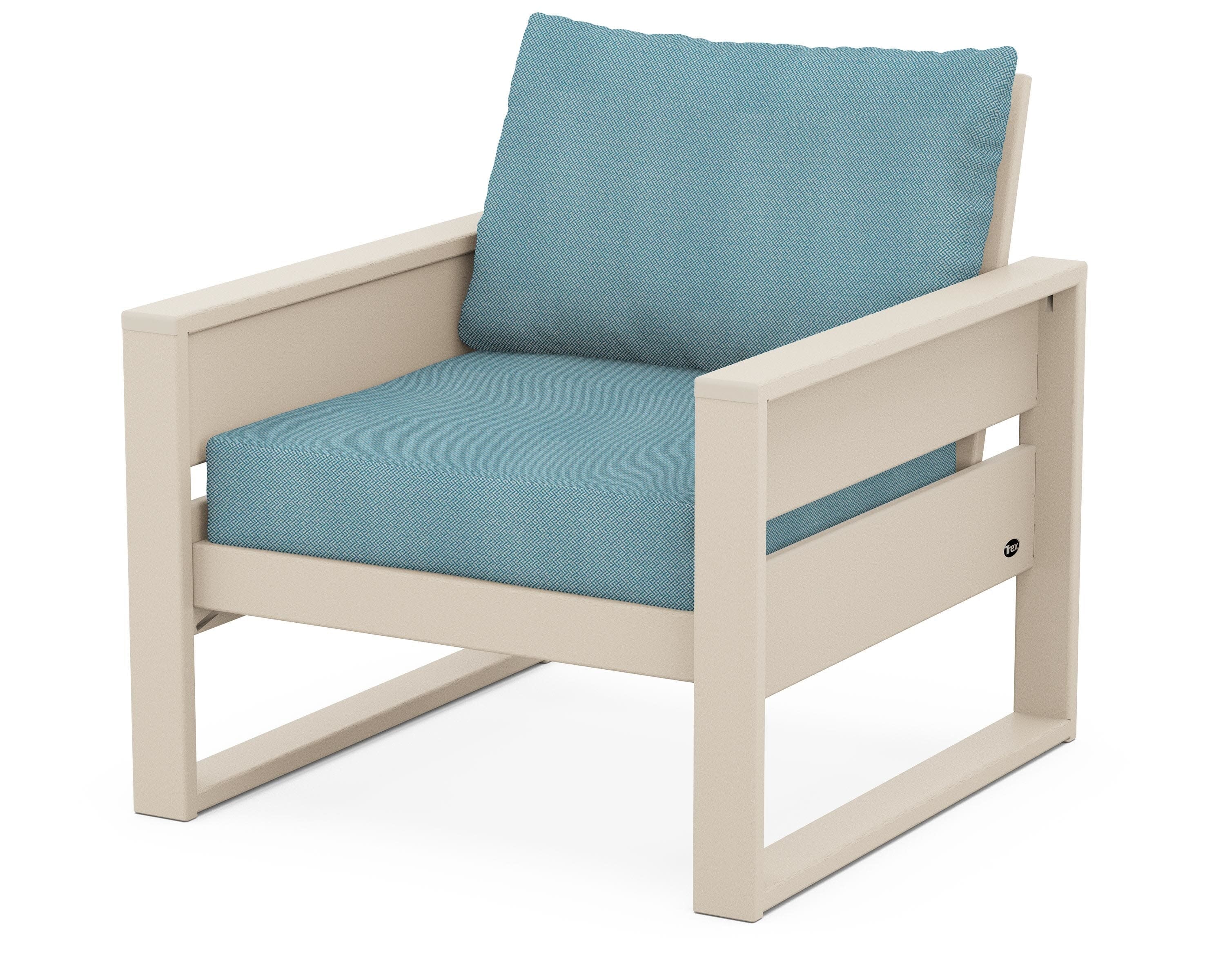 Eastport Club Chair in Sand Castle / Lattice Sky Blue