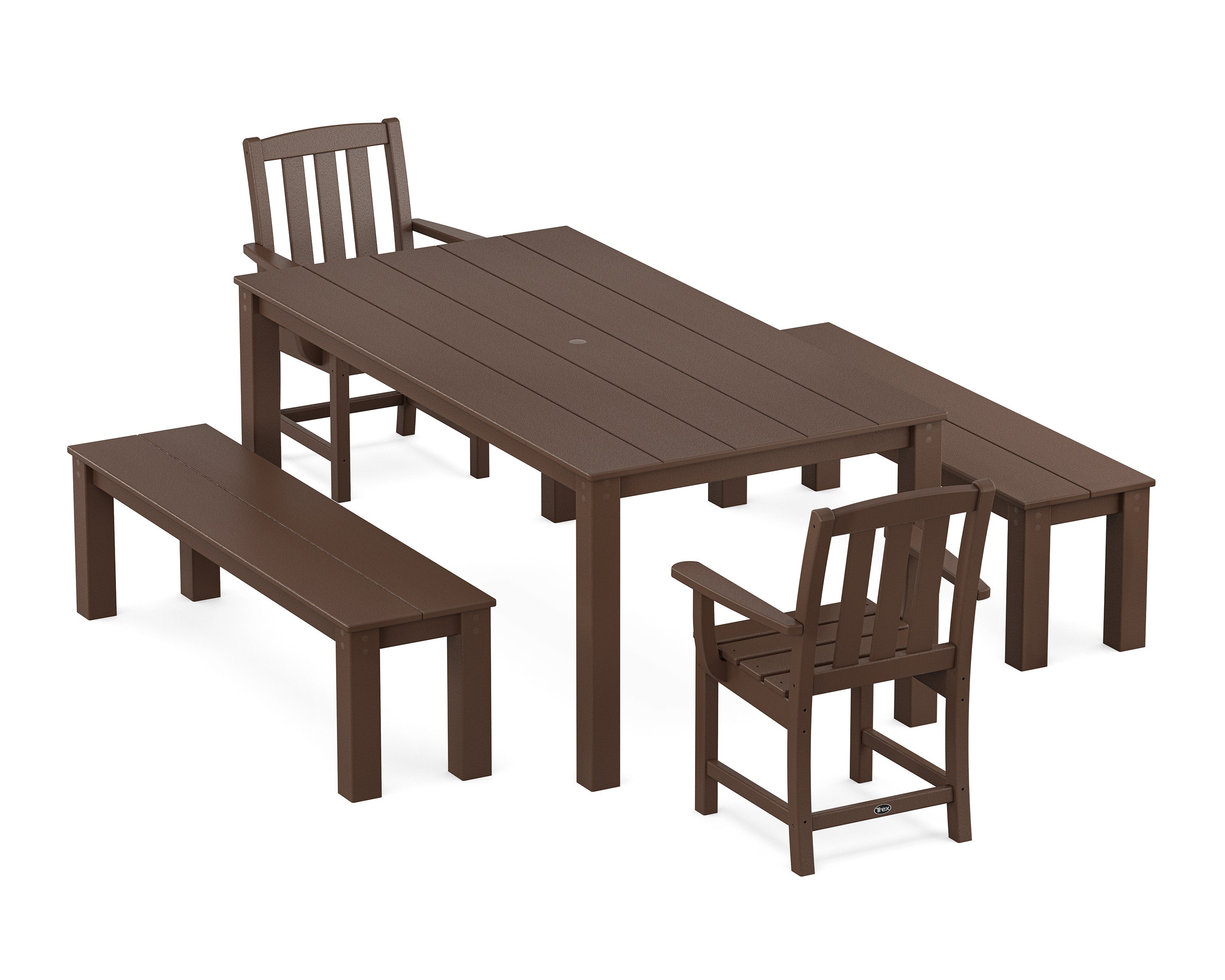 Cape Cod 5-Piece Parsons Dining Set with Benches in Vintage Lantern