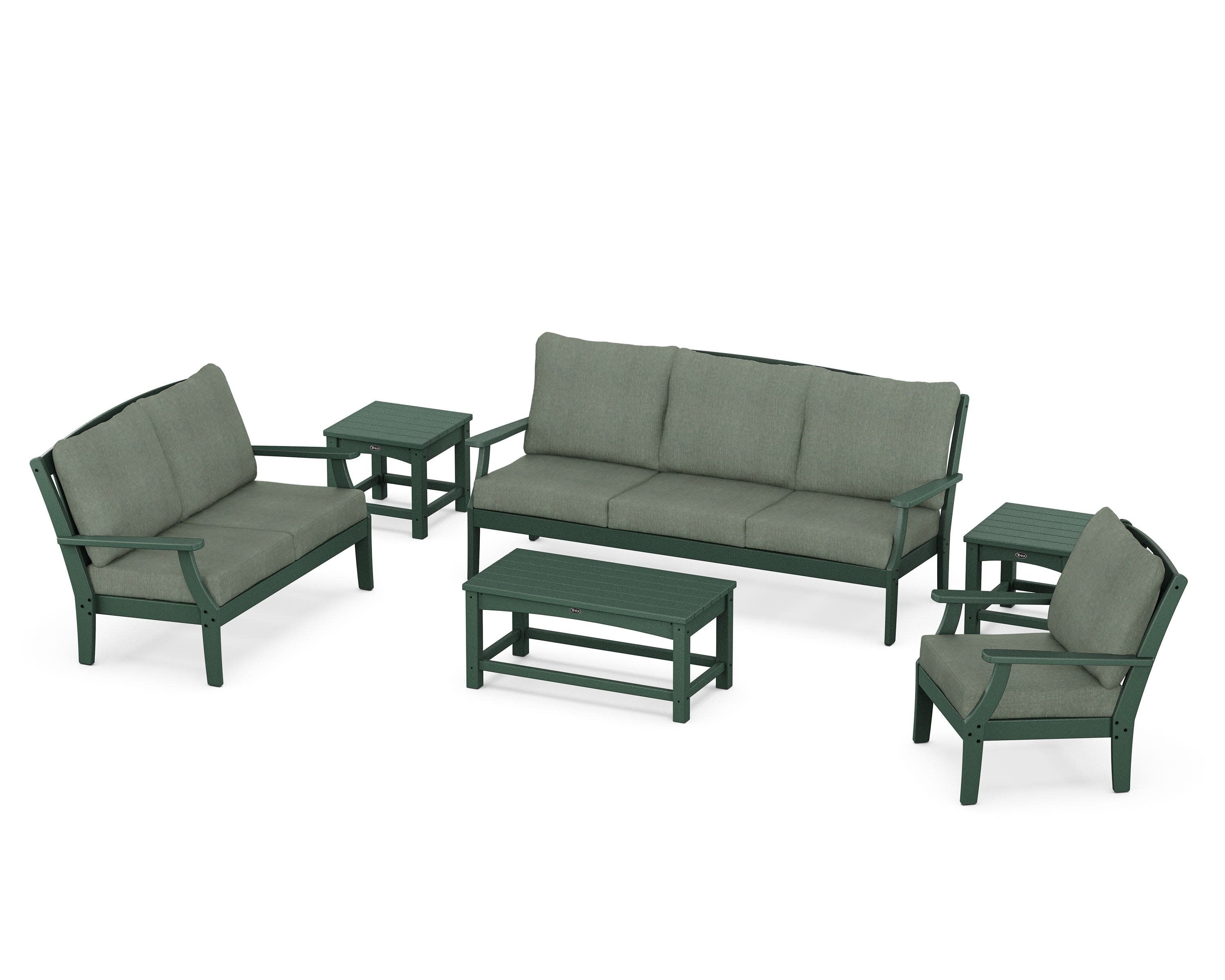 Yacht Club 6-Piece Deep Seating Set in Rainforest Canopy / Cast Sage