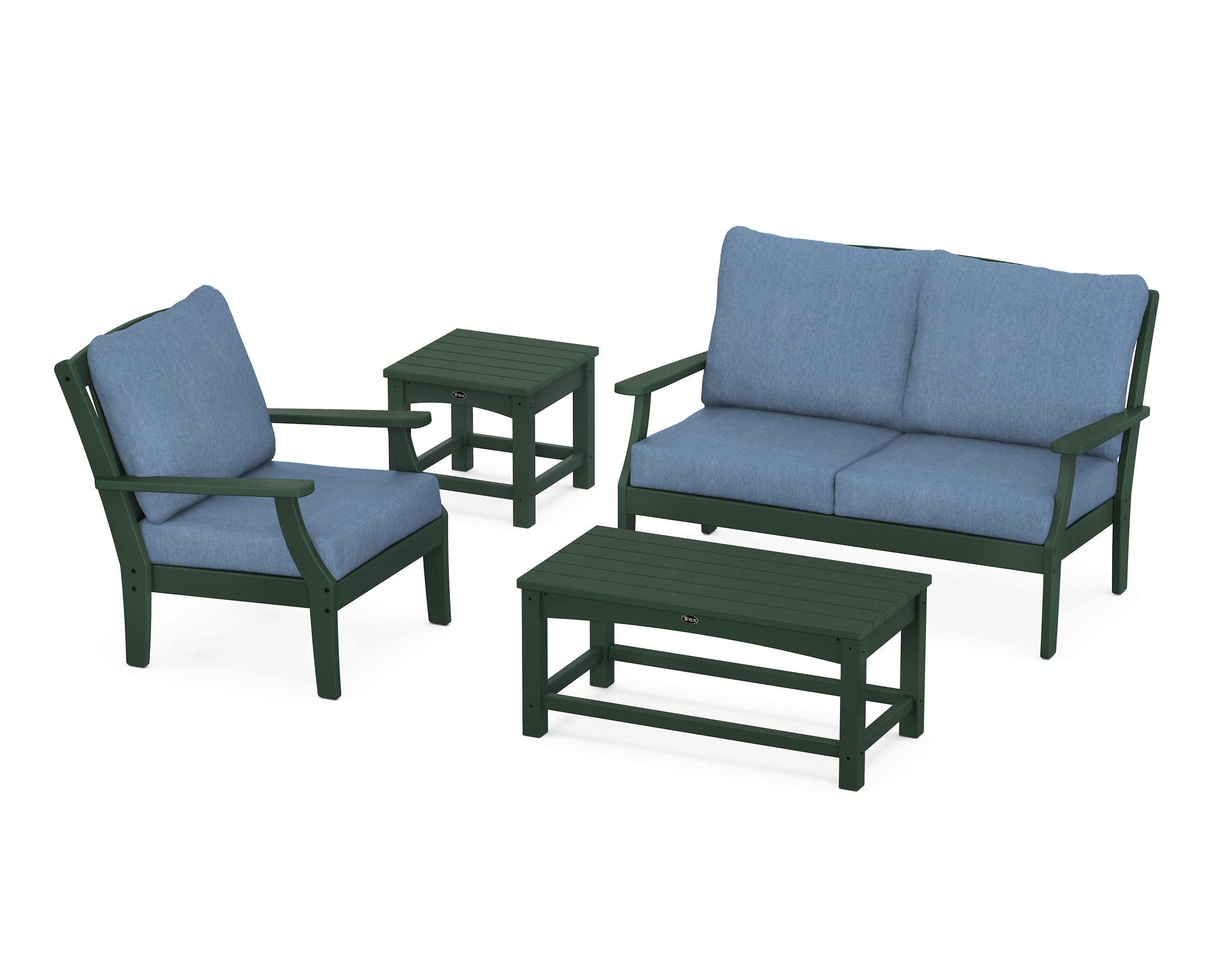 Yacht Club 4-Piece Deep Seating Set in Rainforest Canopy / Sky Blue